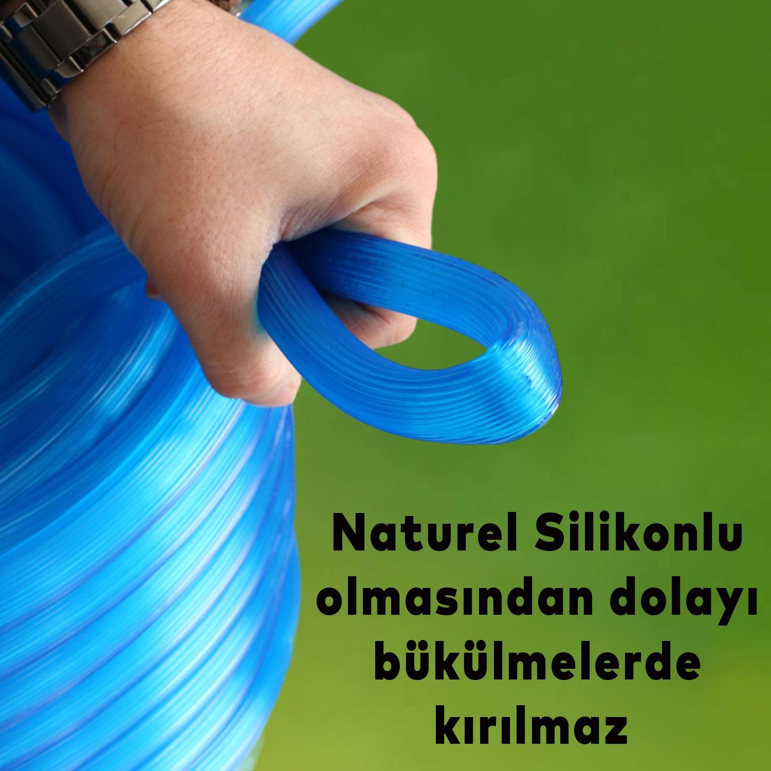 Bahçe Çeşme Su Hortumu 35 Metre İç Çap 1/2 Naturel Silikonlu Sulama Araç Yıkama Hortum