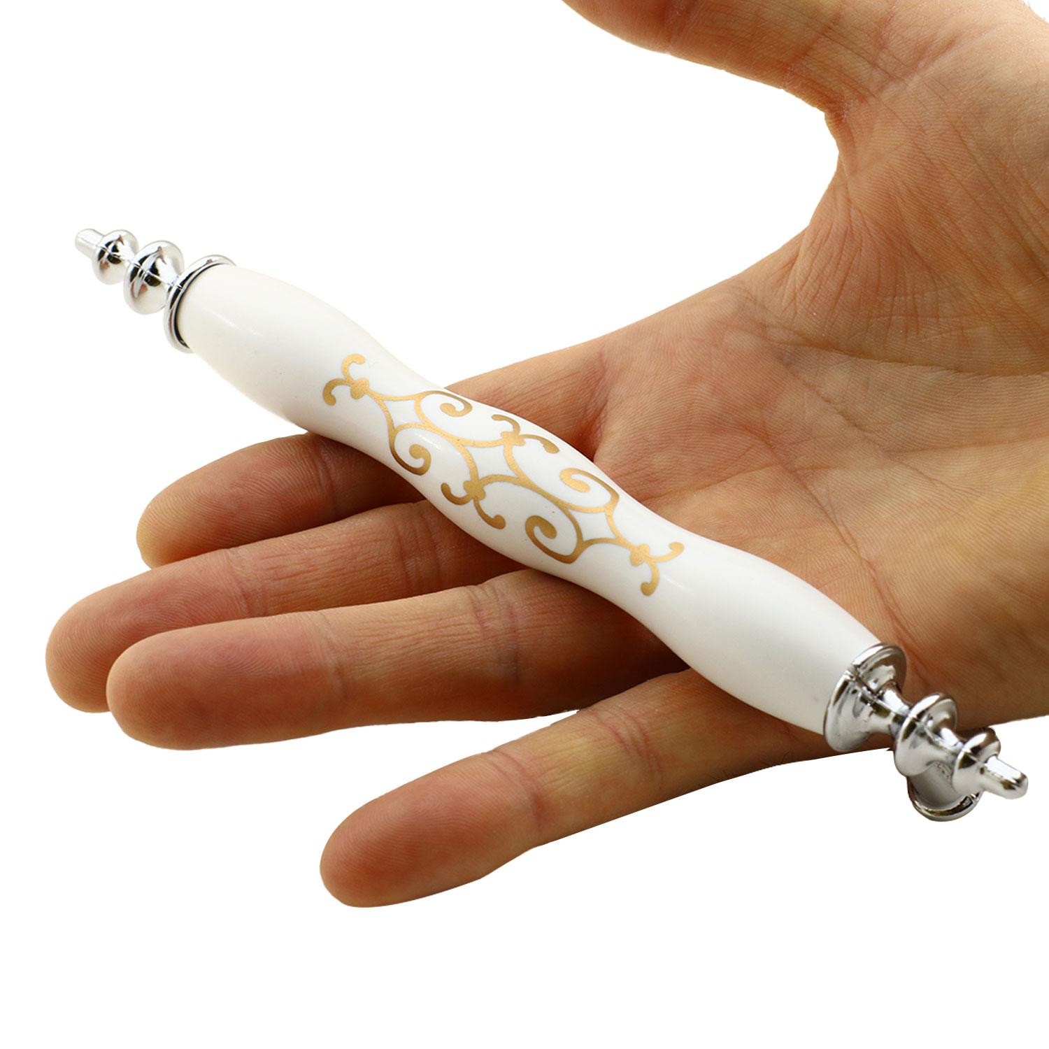 Başak Lüks Polimer Mobilya Mutfak Çekmece Dolap Dolabı Kapak Kulpu Kulpları Kulbu 128 Mm Beyaz Krom