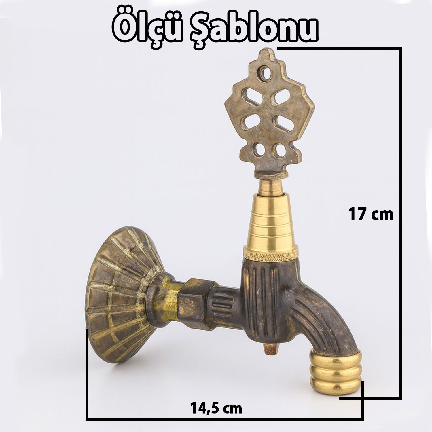 Pirinç Döküm Osmanlı Motifli Musluk Bahçe Çeşme Şadırvan Balkon İçin Dekoratif Otantik Musluk