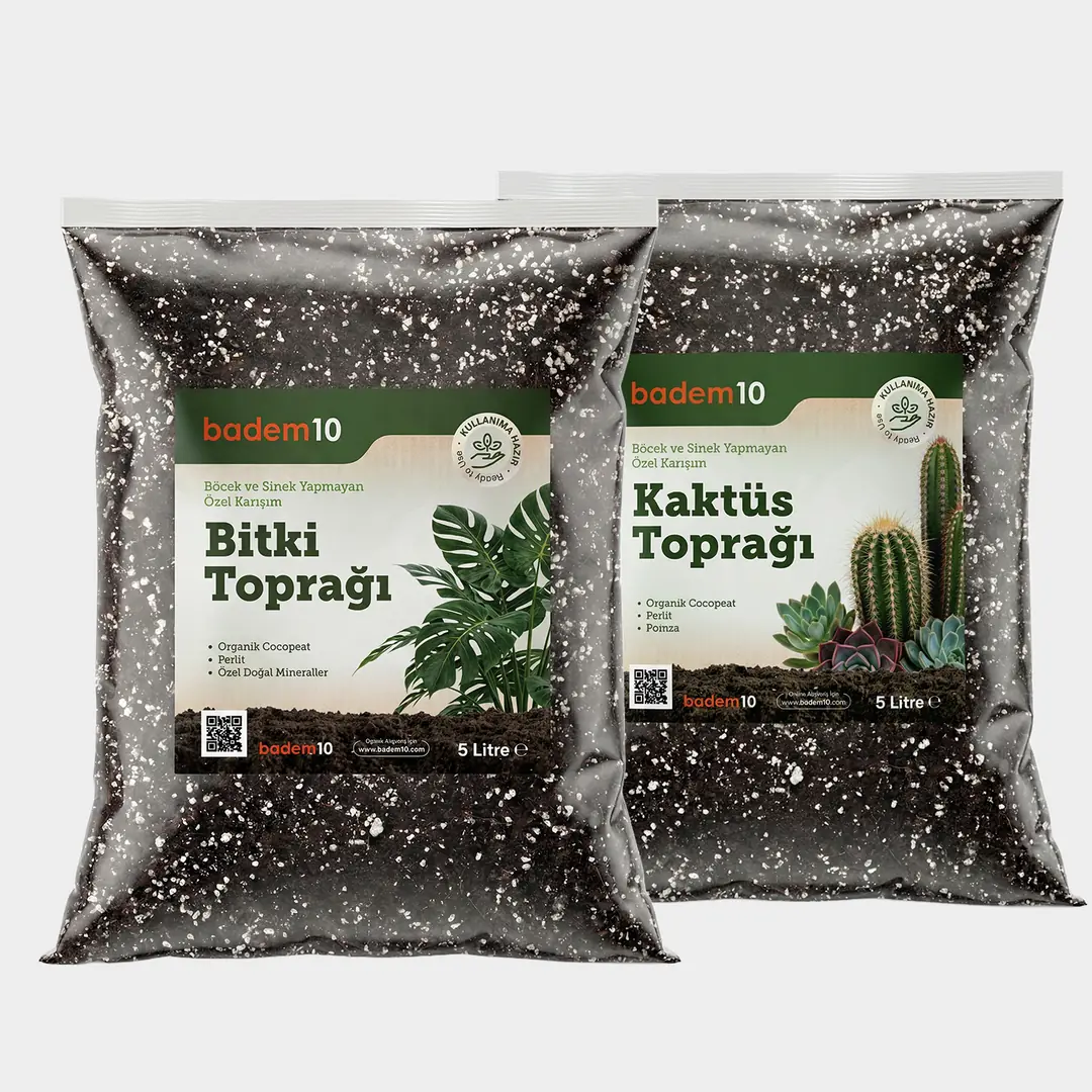 kili Bitki Bakm Seti 1 Adet 5 Litre Kakts Topra + 1 Adet 5 Litre Bitki  Topra
