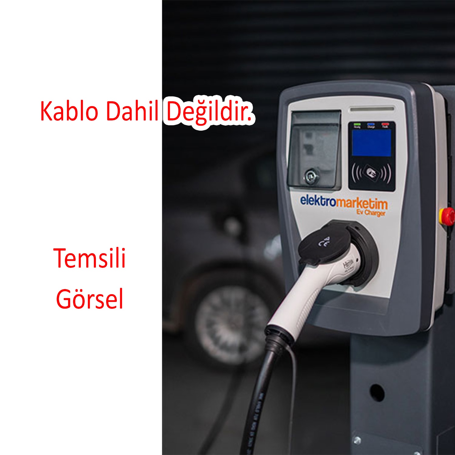 Elektrikli Wallbox Araç Şarj İstasyonu EMEV 22 kW 3 Faz Type-2 Soket Duvar Tip Mobil Uygulama RFID