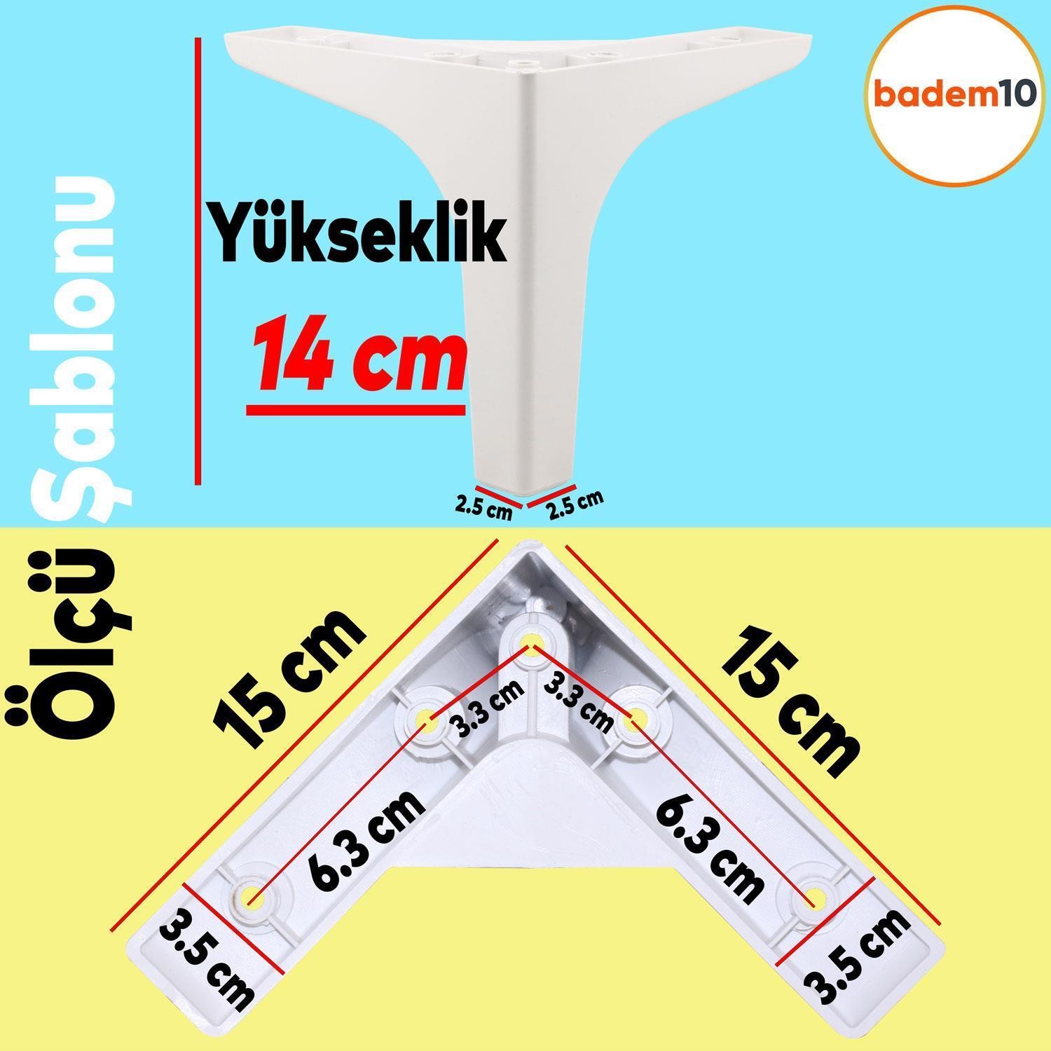 Sedef 6'lı Set Mobilya Tv Ünitesi Çekyat Koltuk Kanepe Destek Ayağı 14 Cm Beyaz Baza Ayakları M8