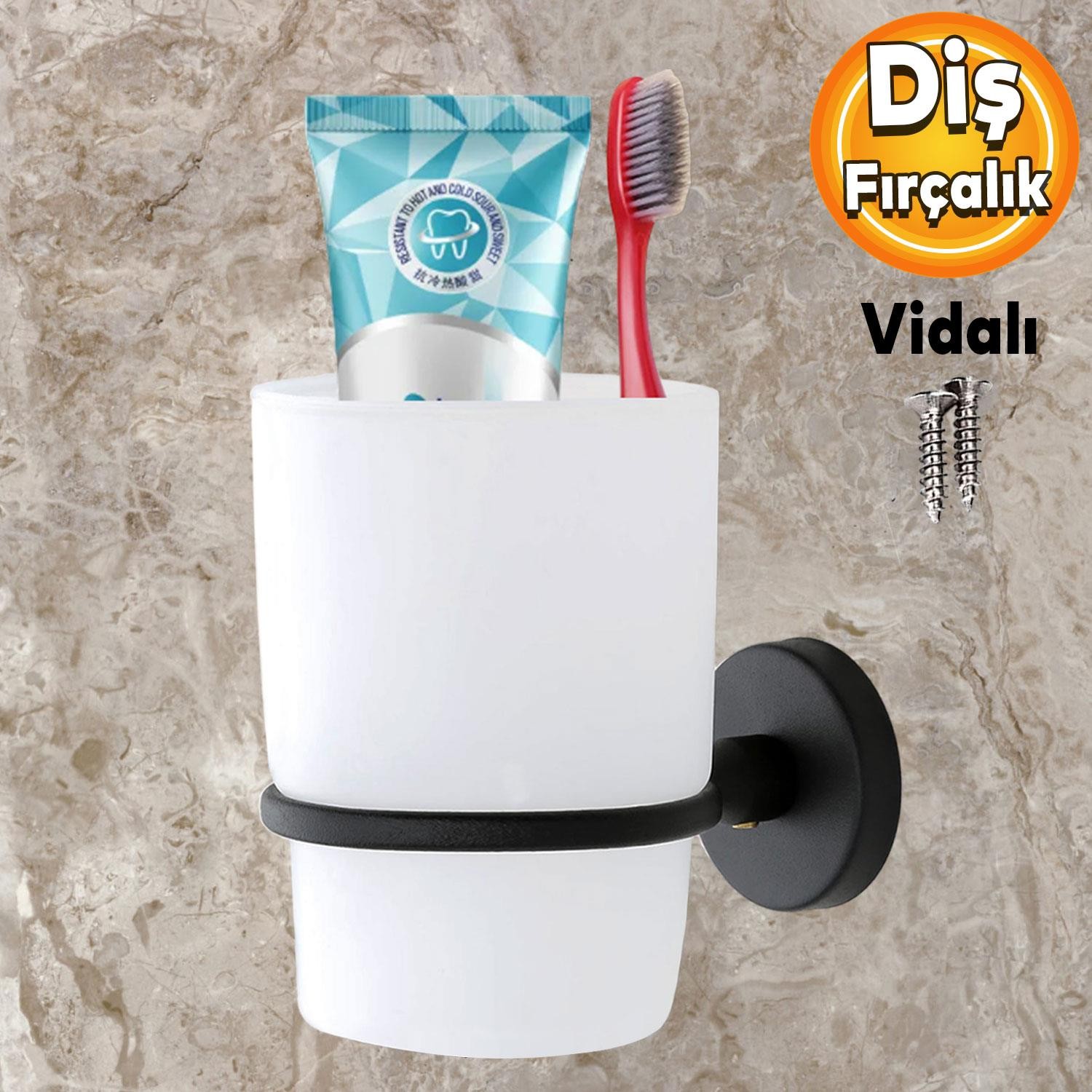 Diş Fırçalık Vidalı Banyo Diş Fırçası Kabı Kutusu Siyah