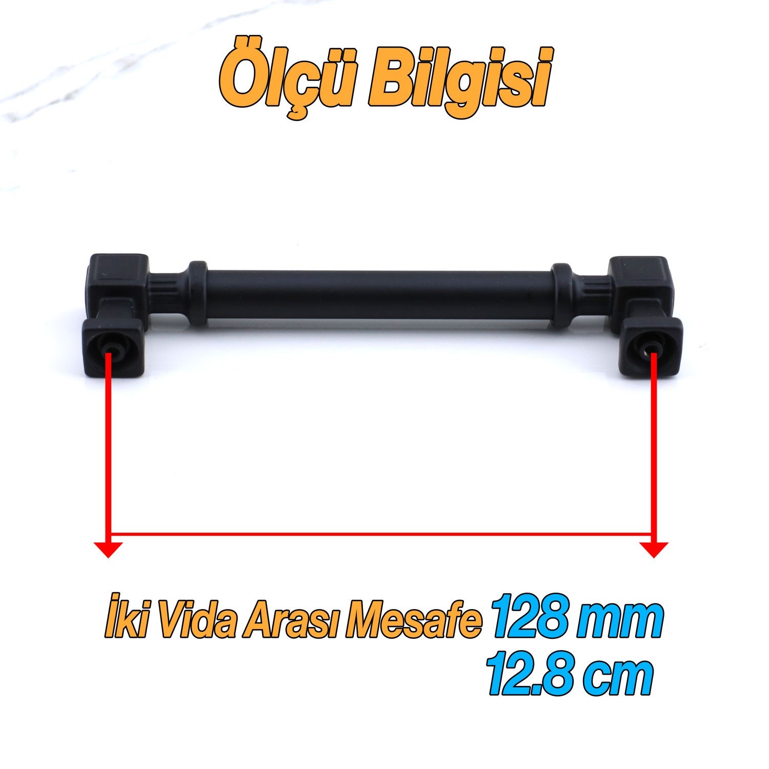 Talas 128 mm Düz SİYAH Metal Kulp Mobilya Çekmece Mutfak Dolabı Dolap Kulpları Kulb 12.8 cm