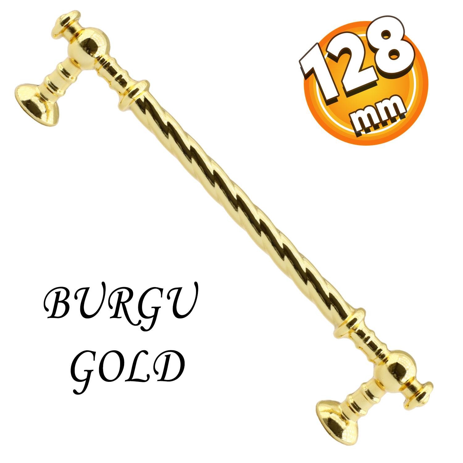 Burgu Mobilya Mutfak Dolabı Çekmece Dolap Kapak Kulpu Kulbu Altın Gold 128 mm Metal Kulp