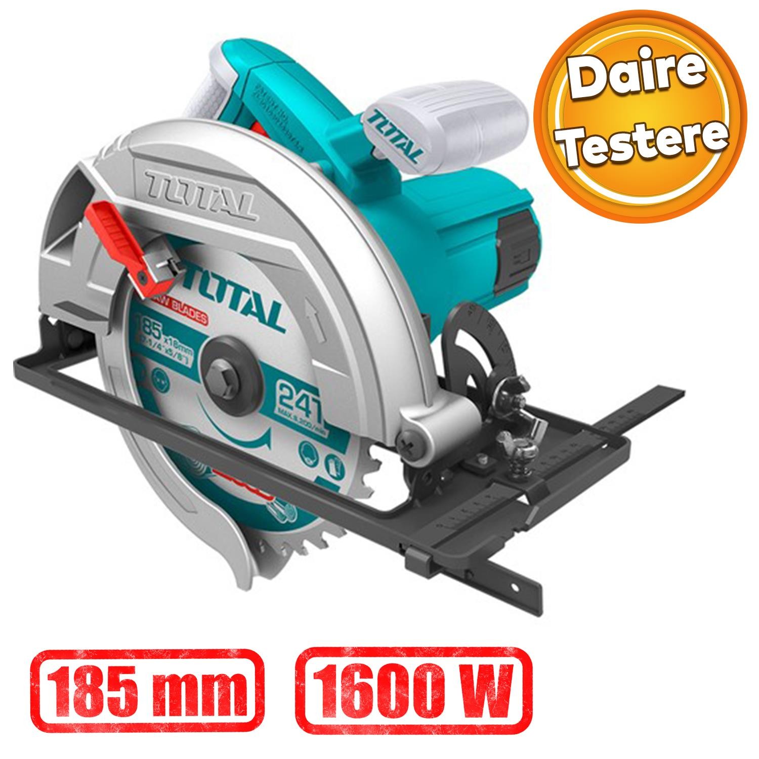 Total Elektrikli Daire Testere Makinası 1600 W TS1161856 Ahşap Sunta MDF Kesim Kesme 185 mm Disk