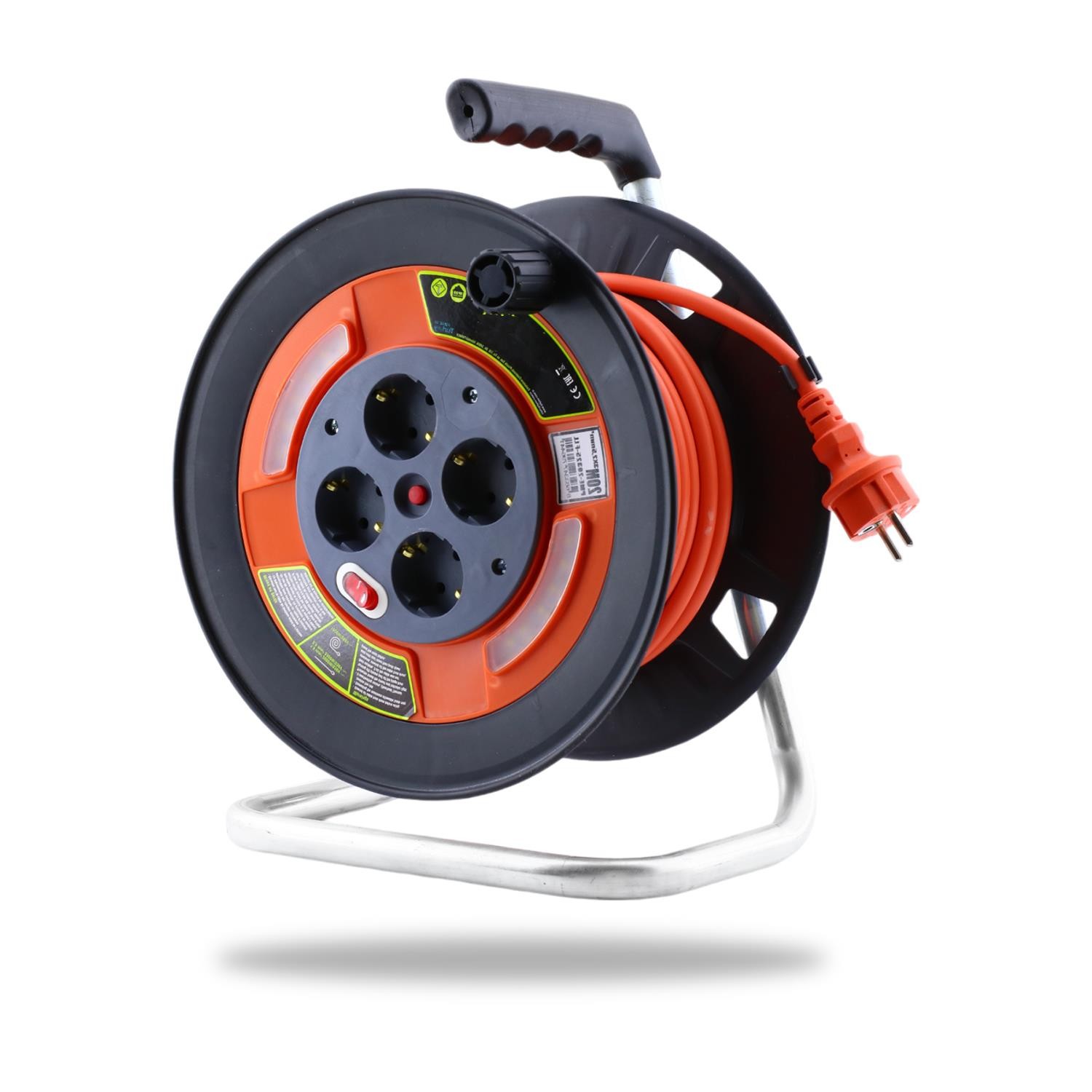 Bylion PMK-35315-F Plastik Makaralı Seyyar CCA Kablo 4 Prizli Monofaze Uzatma Kablosu 3x1.5 mm TTR Kablo 35 Metre