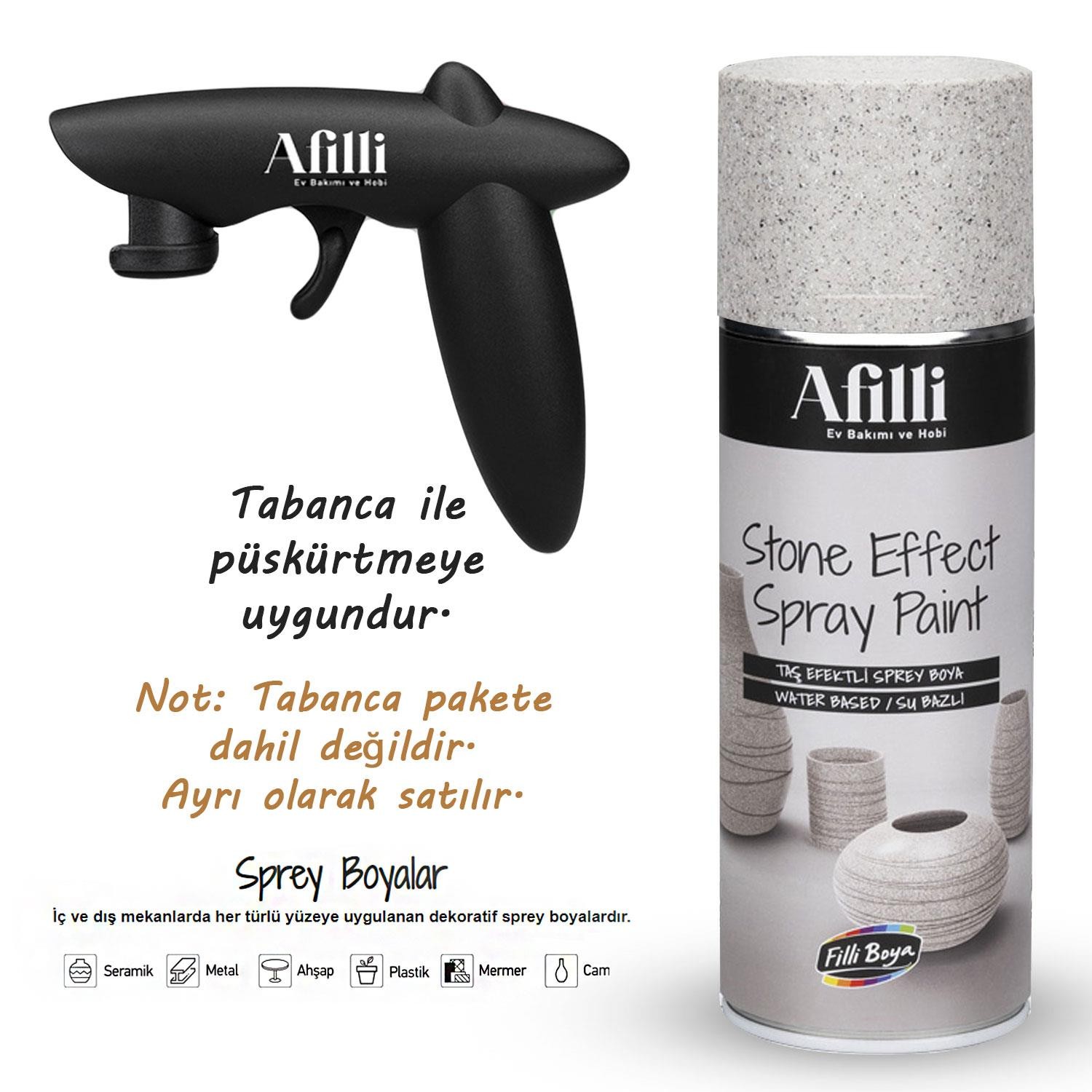 Afilli Taş Efektli Sprey Boya Açık Gri Granit Stone Effect 400 ml