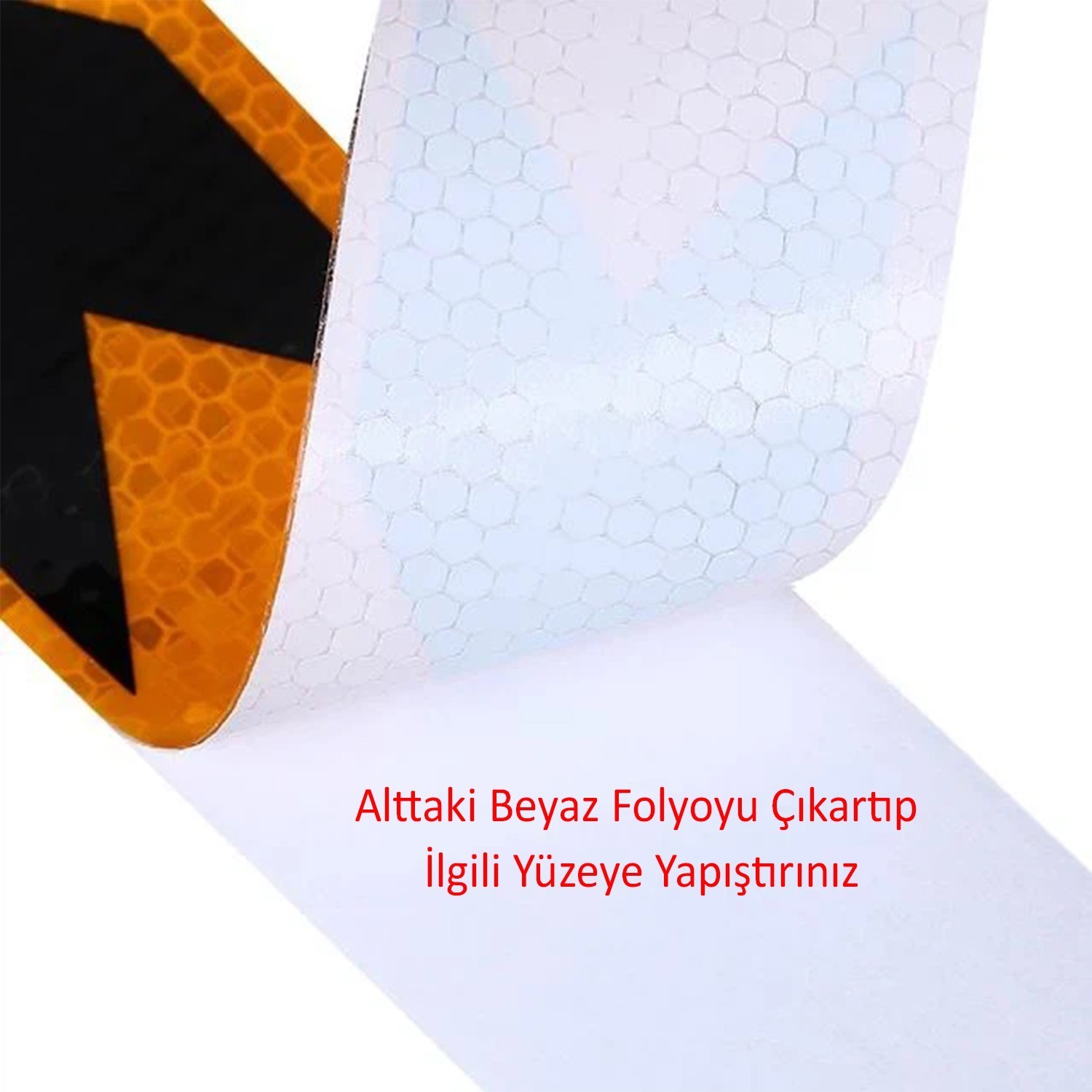 Yapışkanlı Sarı Siyah 5 Mt İşaretli Yönlendirme Reflektörlü Reflektif Şerit Bant 7.5 cm İkaz Bandı