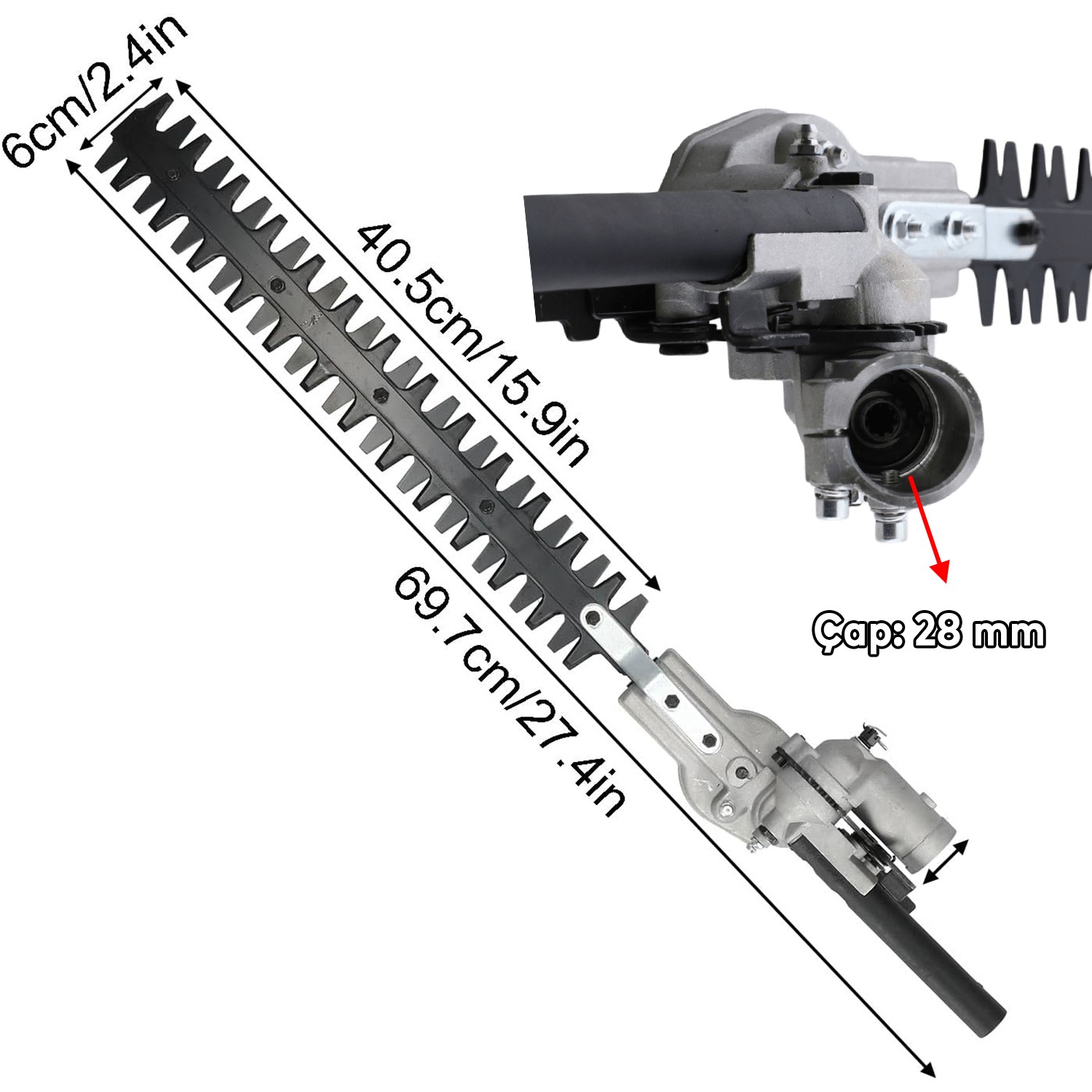 Çit Kesme Makinası Budama Düzeltme Aparatı Başlığı Çalı Kesme Bahçe Gül Bitki Tırpan 28 mm 9 Diş