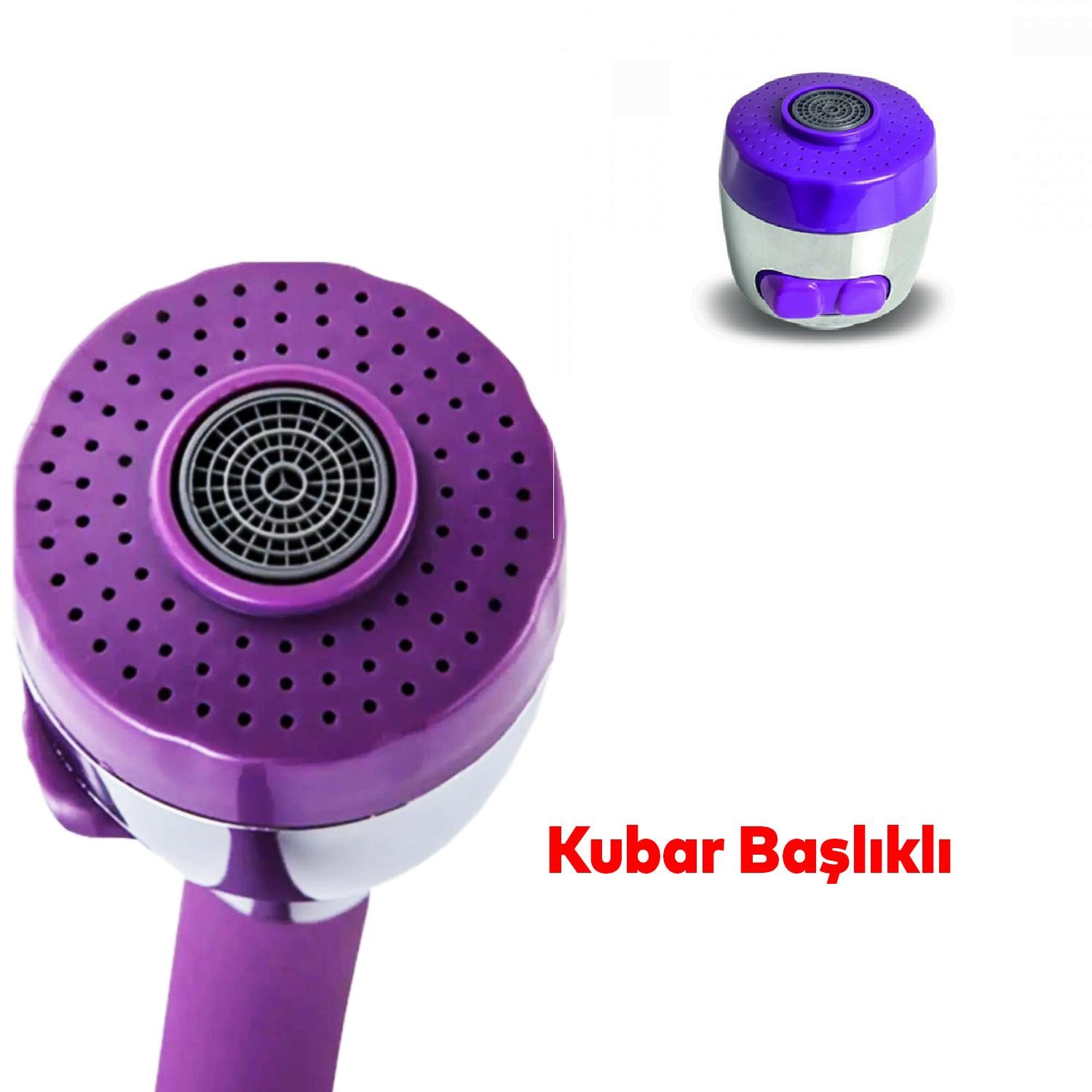 Mutfak Musluk Batarya Kuğu Evye Borusu Oynar Hortumlu Lila Renk 2 Kademe Su Kubar Ayarlı Başlık