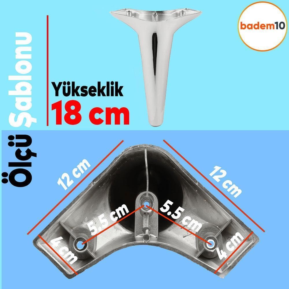 Aspen 6'lı Set Mobilya TV Ünitesi Çekyat Koltuk Kanepe Destek Ayağı 18 cm Krom Baza Ayak M8 Destek