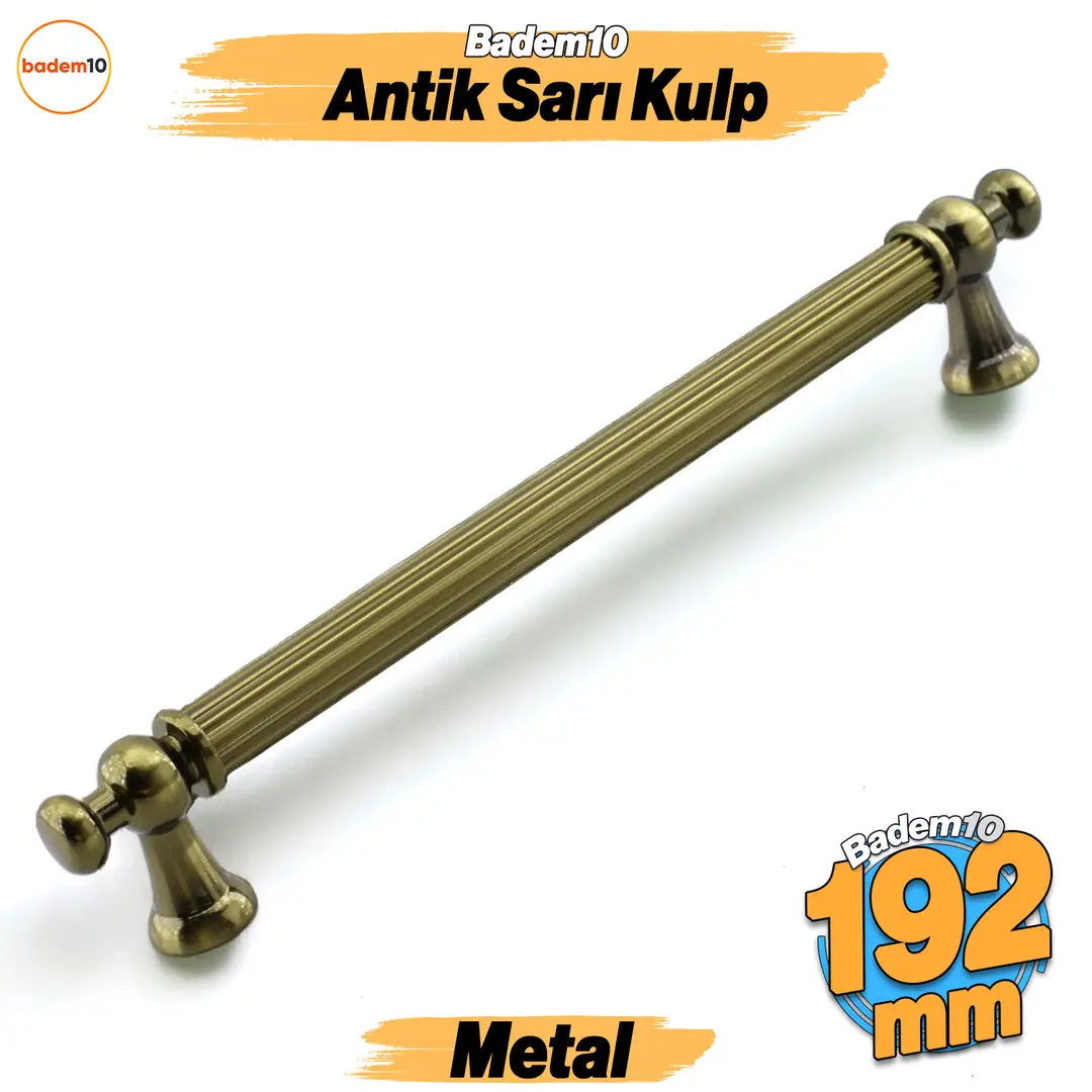 Selçuklu Antik Sarı Metal Kulp 192 mm Mobilya Çekmece Mutfak Dolabı ...