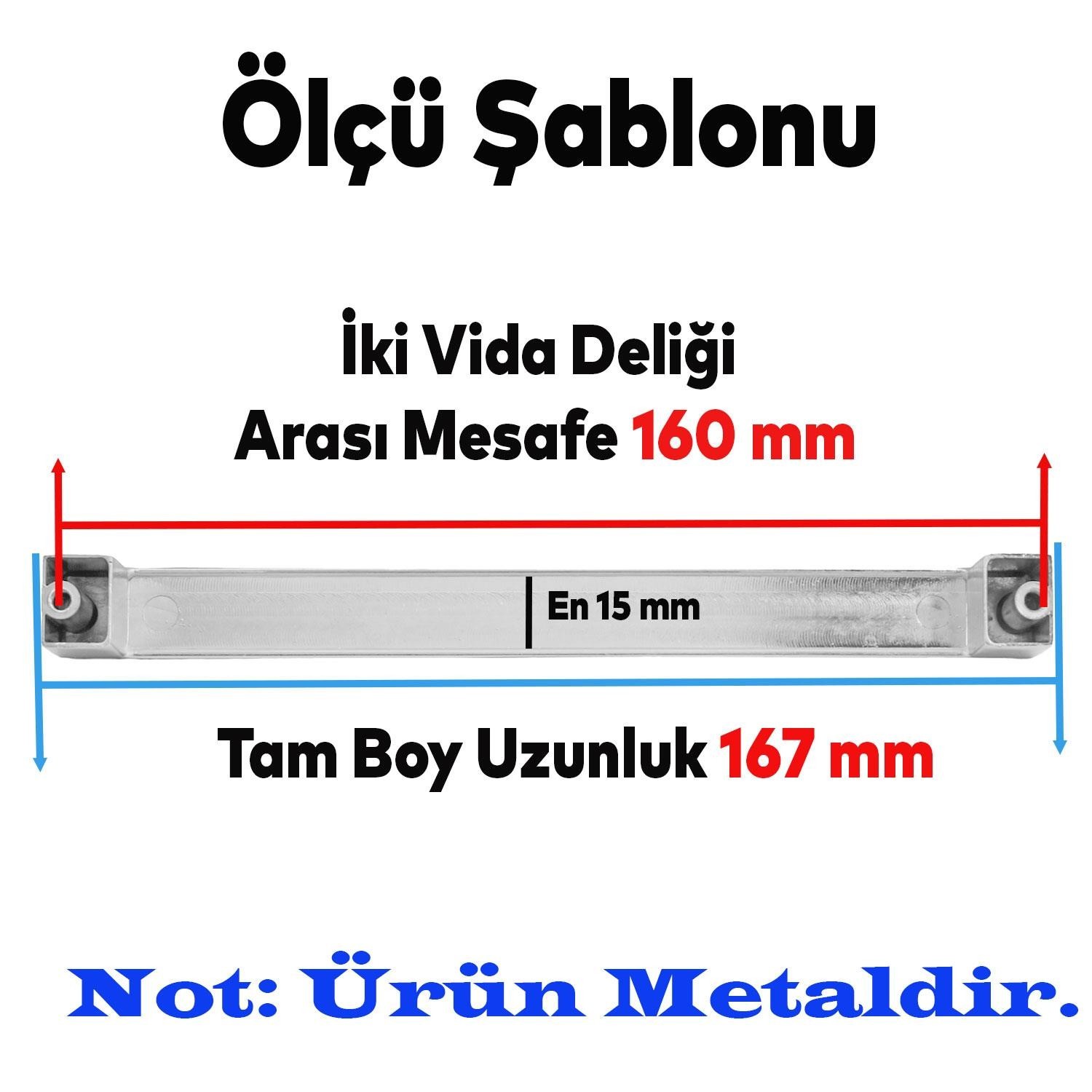 Bihter Krom (160 mm - 16.0 cm) Metal Mobilya Mutfak Dolabı Çekmece Dolap Kulpu Kulbu Kulpları 10 Adet