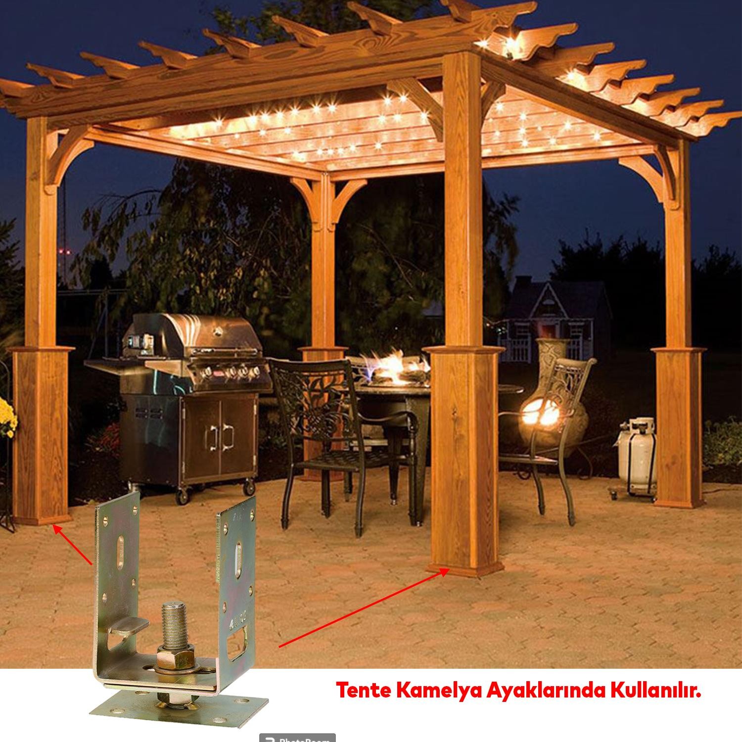 Ayarlanabilir 7-12 cm Arası Tente Sundurma Kamelya Çardak Ahşap Profil Metal Pergule Pergola Ayak