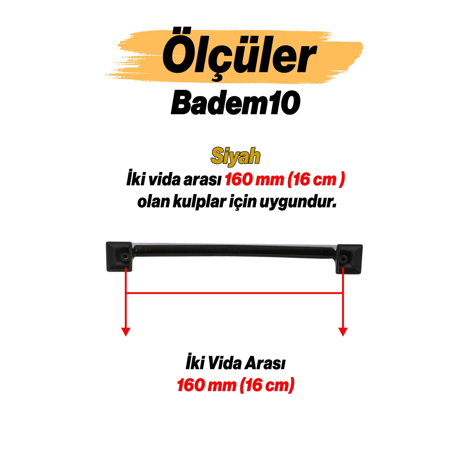 Pelikan Metal Siyah 160 mm Mobilya Mutfak Çekmece Dolap Kapak Kulp Kulpu Kulbu Kulpları