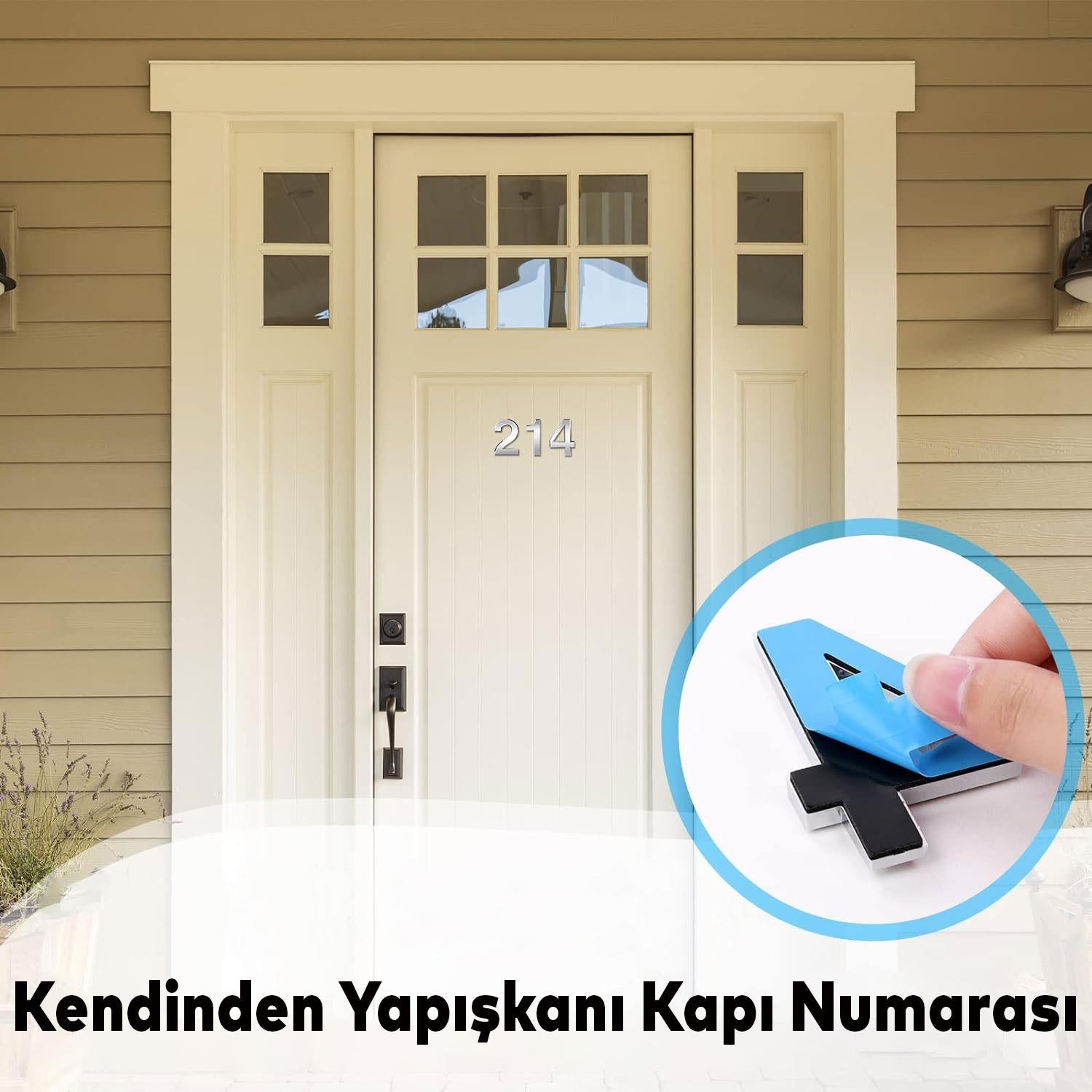 Kapı Numarası Yapışkanlı Parlak Krom Numaraları 37.5 mm 4 Numara Rakam Sayı