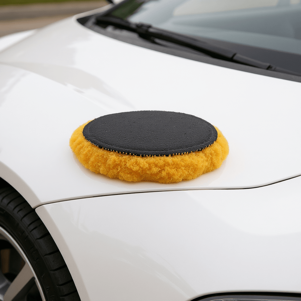 Sarı Renk (3 Adet) Orta Sert Koyun Kuzu Postu Pedi Ø 125 mm Pasta Cila Polisaj Cırt Tabanlı Yün