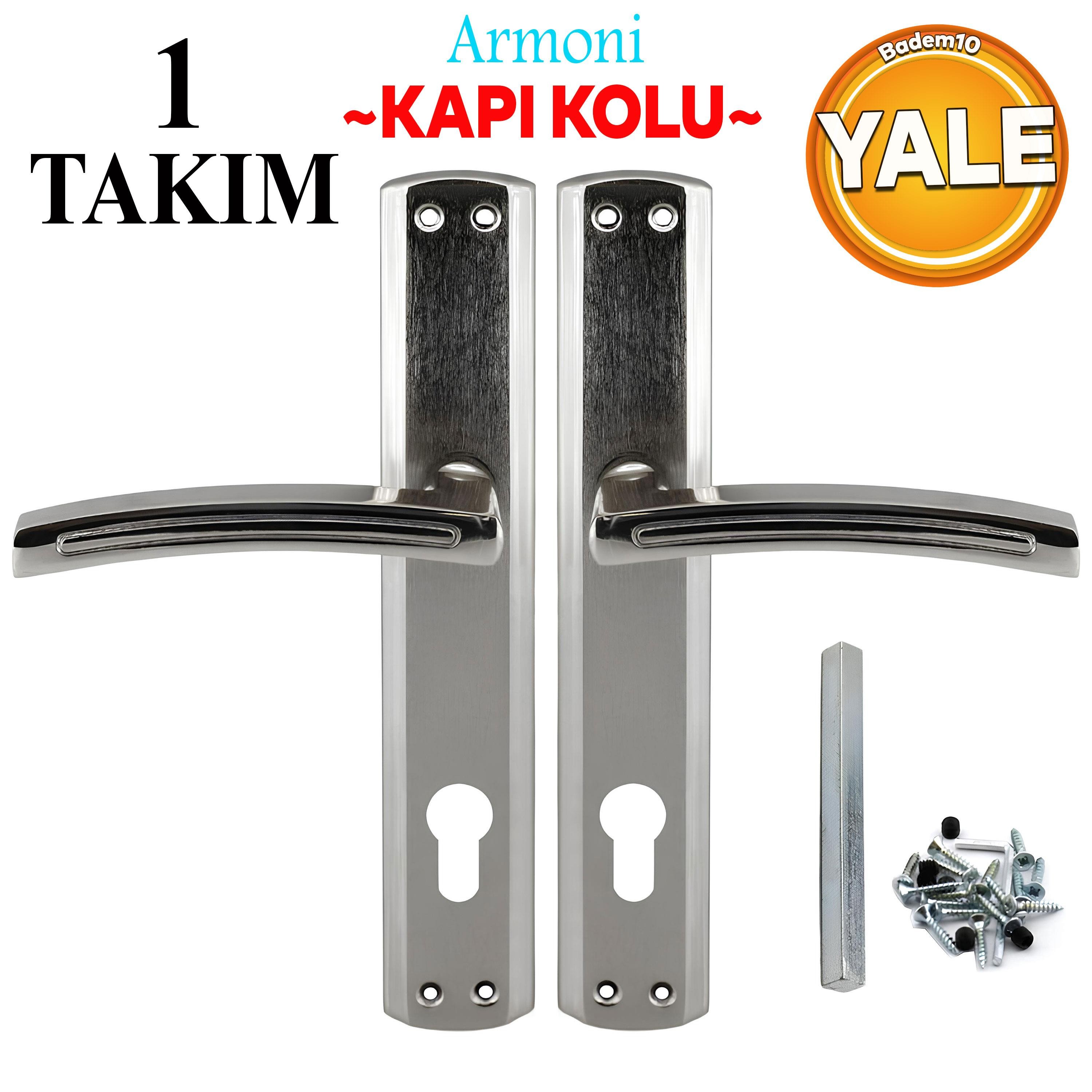 Armoni Yale Kapı Kolu Nikel İnox Dış Kapı Kolu Aynalı Sağa Sola Uygun Ön Arka Dış Kapısı 1 Takım