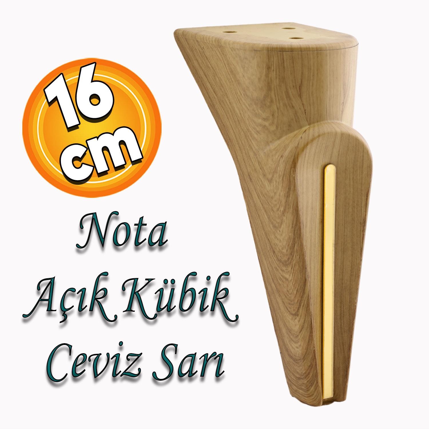 Nota Mobilya Kanepe Sehpa TV Ünitesi Koltuk Ayağı Baza Ayakları Ahşap Desenli Kahverengi Ceviz 16 cm