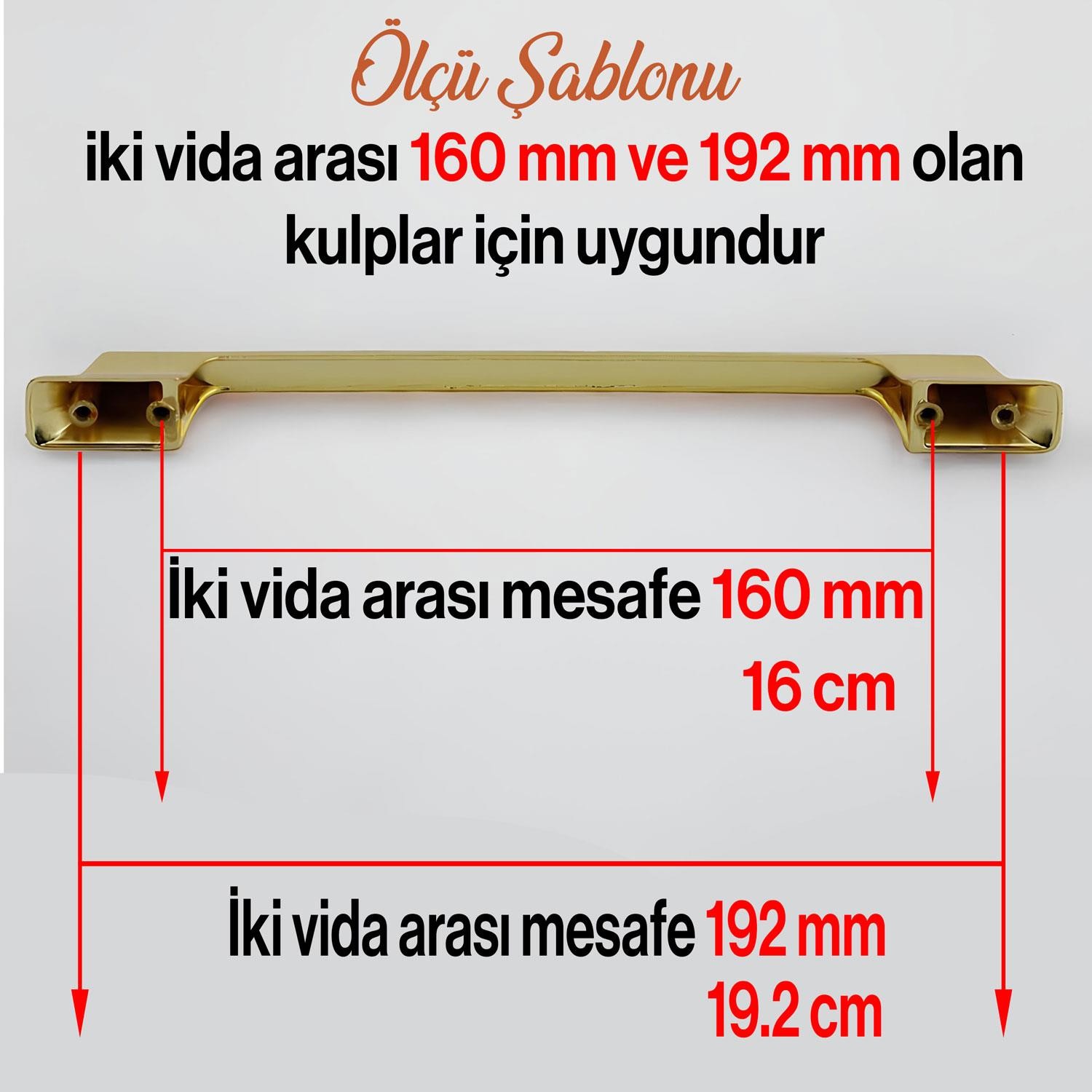 Eda Kulp Altın Metal 160 mm - 16 cm Mobilya Mutfak Çekmece Dolap Dolabı Kapak Kulbu Kulpu Kulpları