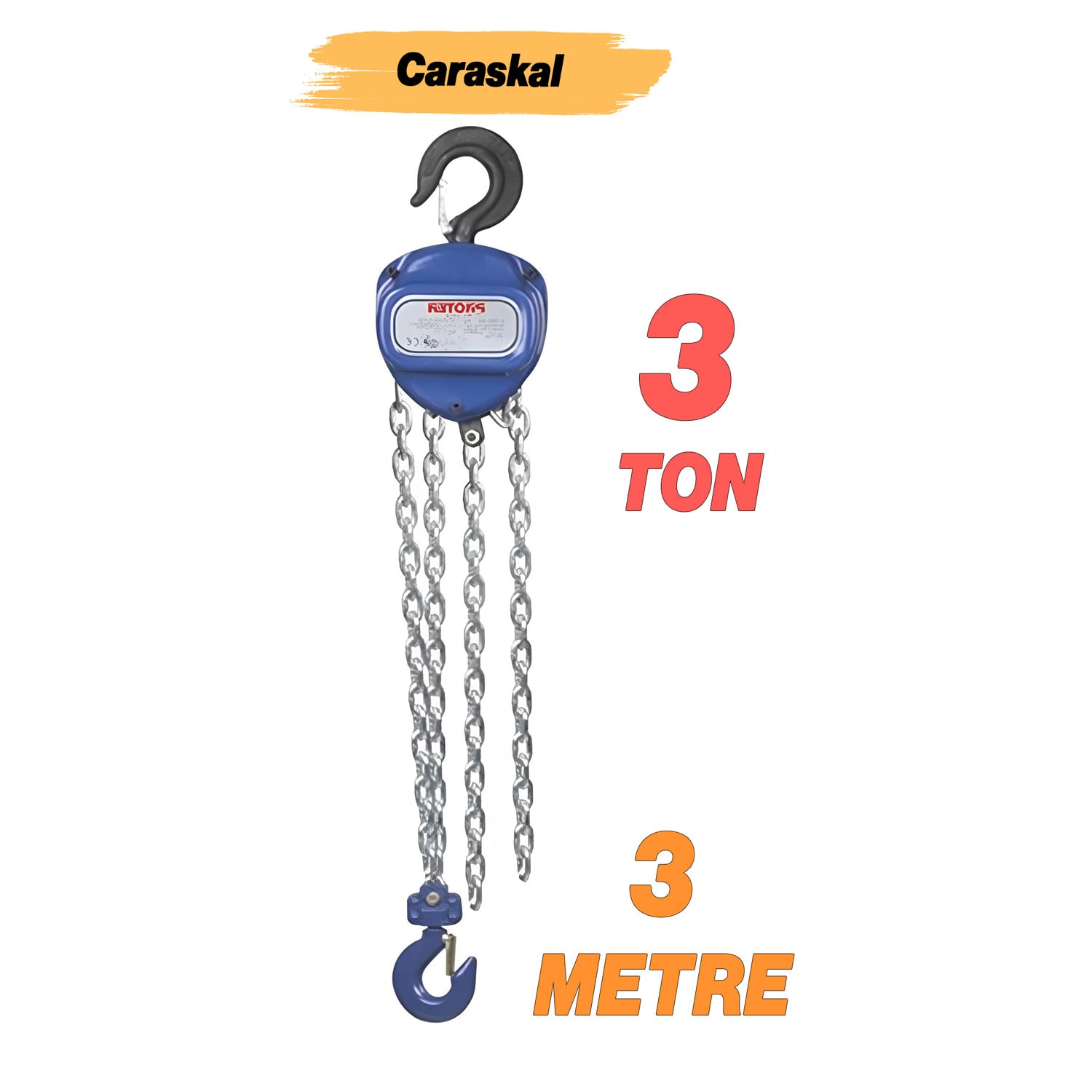 Zincirli Caraskal 3 Ton 3 Metre Profesyonel El Vinc Dayanıklı Yük Kaldırma Makinesi Aparatı Ceraskal