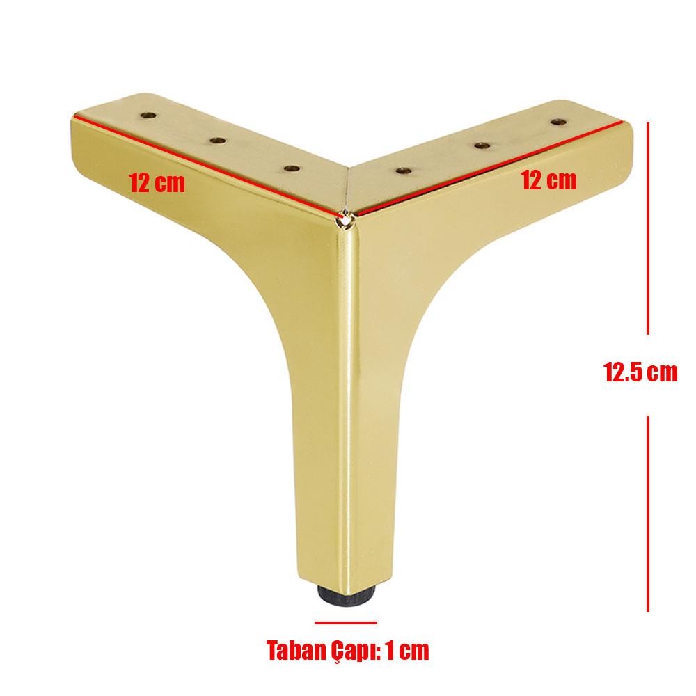 Dekor Mobilya Masa Puf Sehpa Ayağı Ayarlı Gold Metal Ayak 12.5 cm (4 ADET)