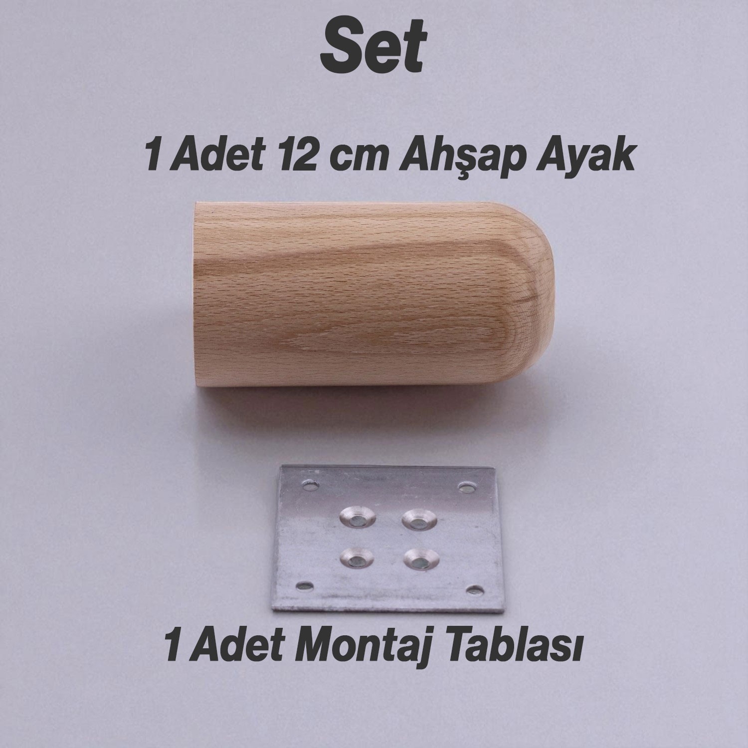 Bohem Doğal Ahşap Silindir Ayak 12 cm Aparat Dahil Mobilya Koltuk Kanepe Sehpa Masa Ayağı Ayakları