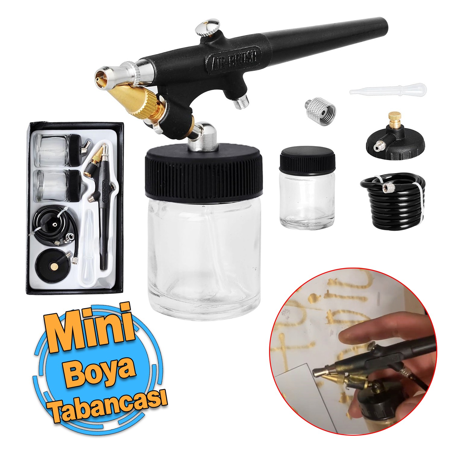 Airbrush Mini Efekt Boya Tabancası Küçük Hobi Boyama Havalı Boya Püskürtücü 1 Adet