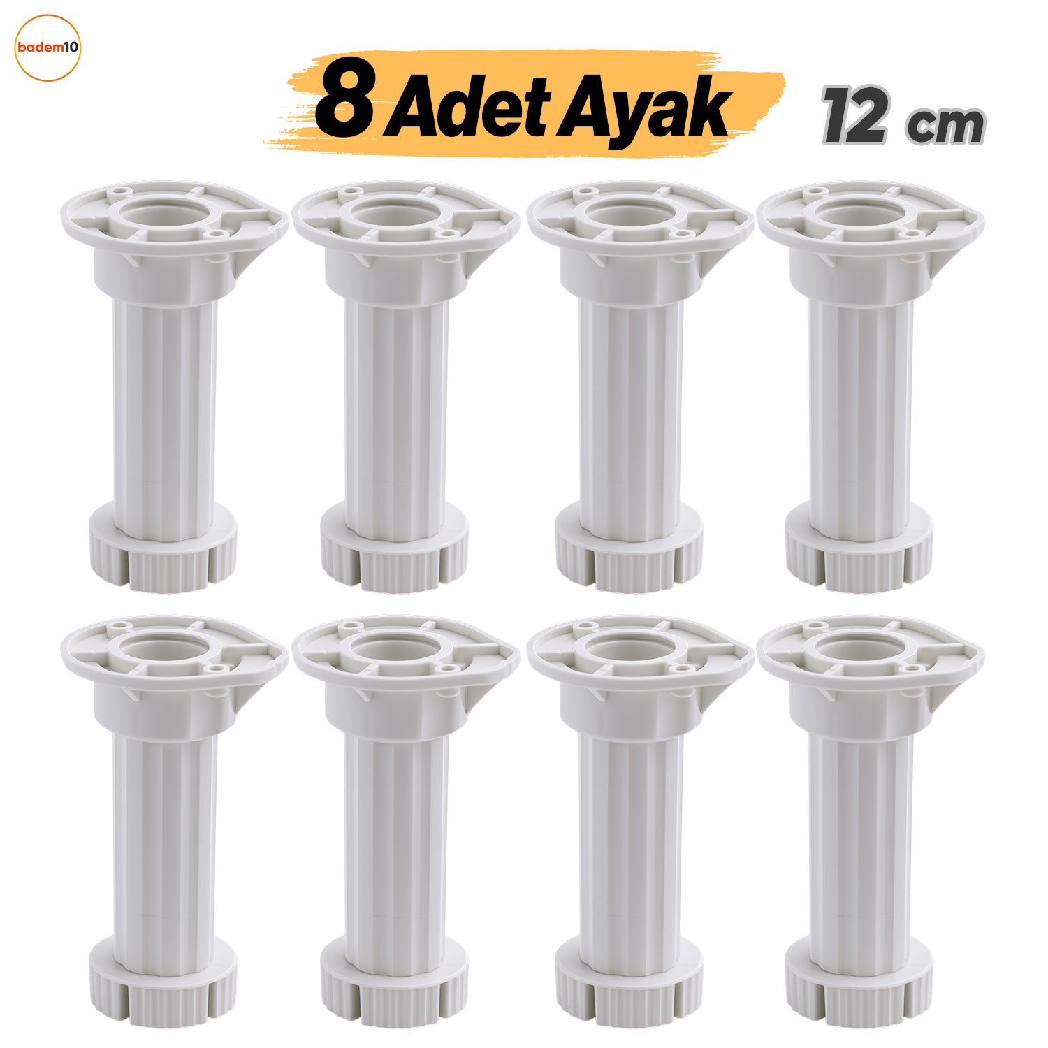Ayarlanabilir 8 Adet 12 Cm Plastik Ayak Dolap Mobilya Tezgah Yükseltici Yükseltme Ayağı Ayakları