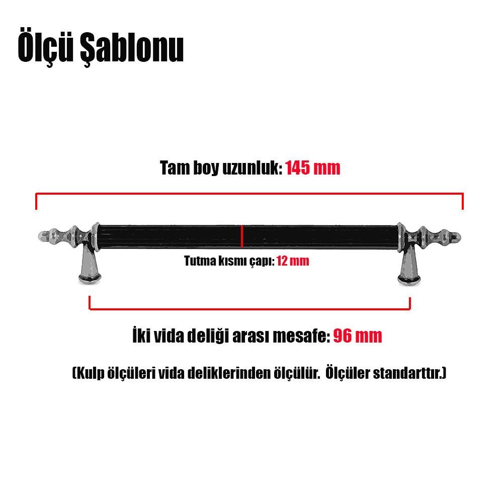 Ovacık Çekmece Dolap Dolabı Kulpu Kulbu Siyah Metal Kulpları (96 MM-9.6 CM) (4 ADET) Mobilya Mutfak