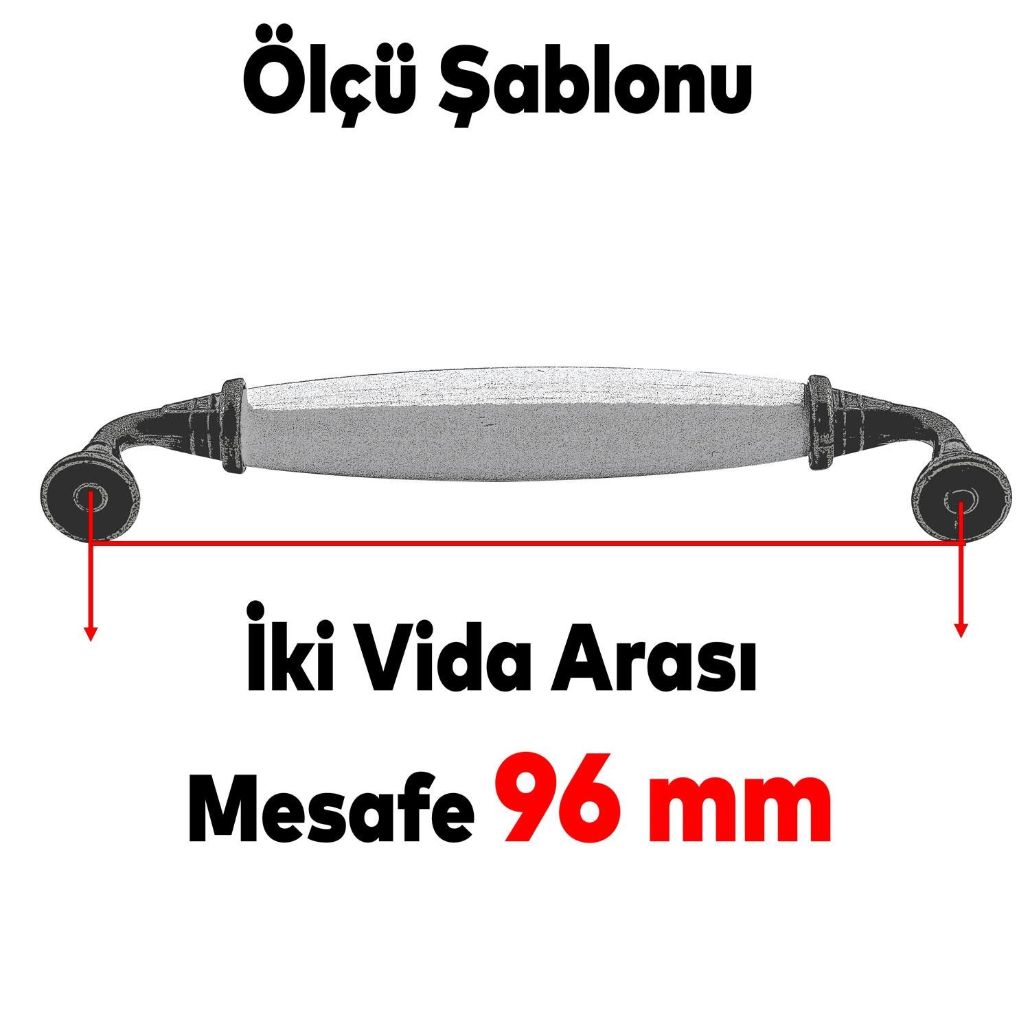 Sude Mobilya Çekmece Mutfak Dolap Dolabı Kapak Kulpu Kulbu (96 MM-9.6 CM) Polimer Krom Renk Kulpları