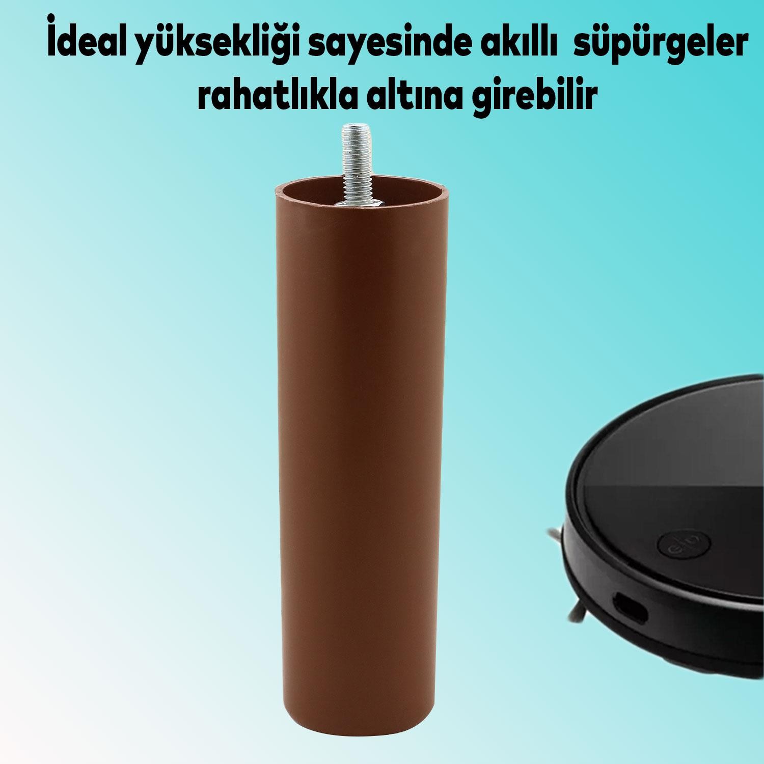 Mobilya Kanepe Koltuk Baza Yükseltme Yükseltici M8 Civatalı Incediş Destek Ayağı Ayakları Kahve 15cm