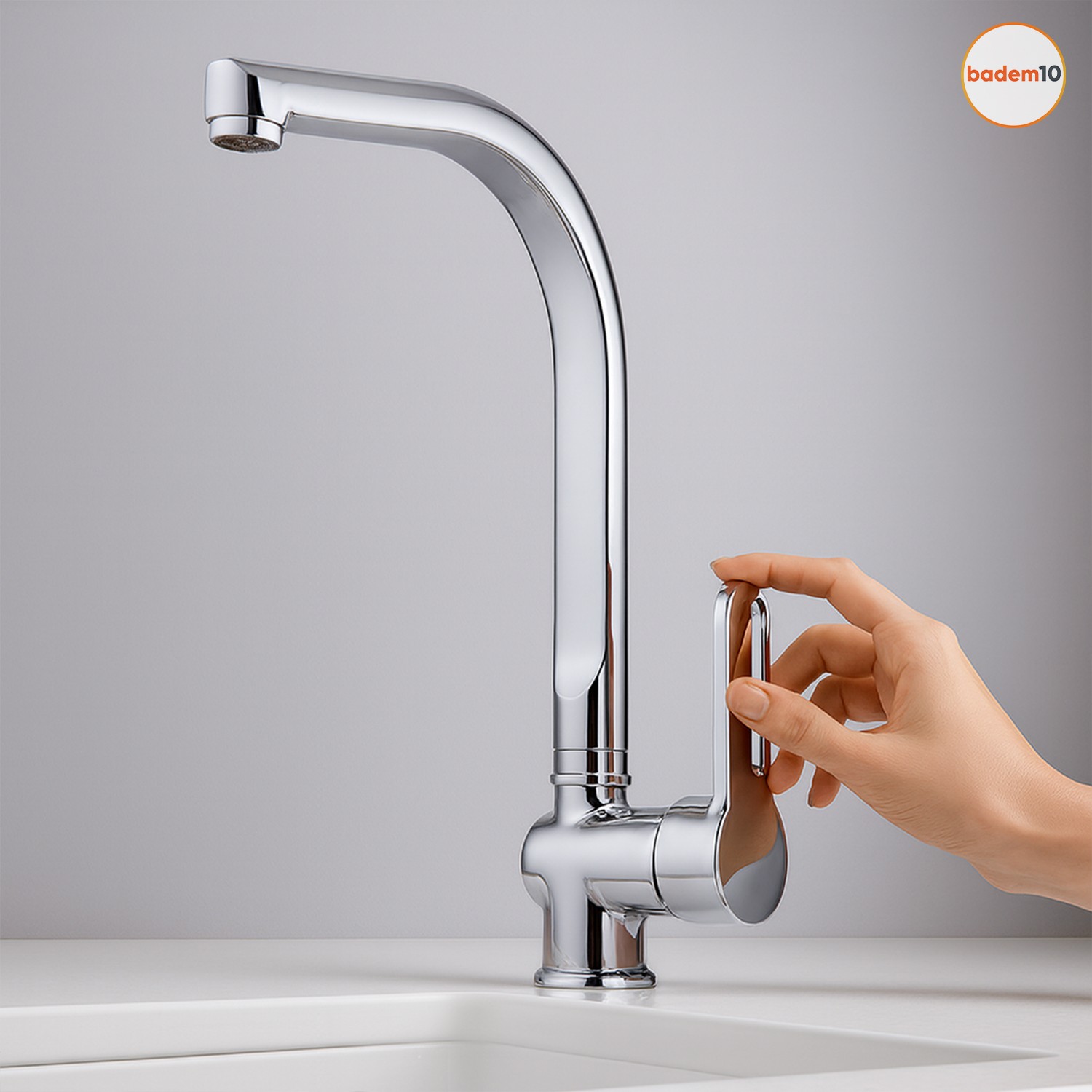 Premium Sıcak Soğuk Ayarlı Tek Kollu Aç Kapa Krom Lavabo Eviye Bataryası Modern Duvar Tipi Armatür
