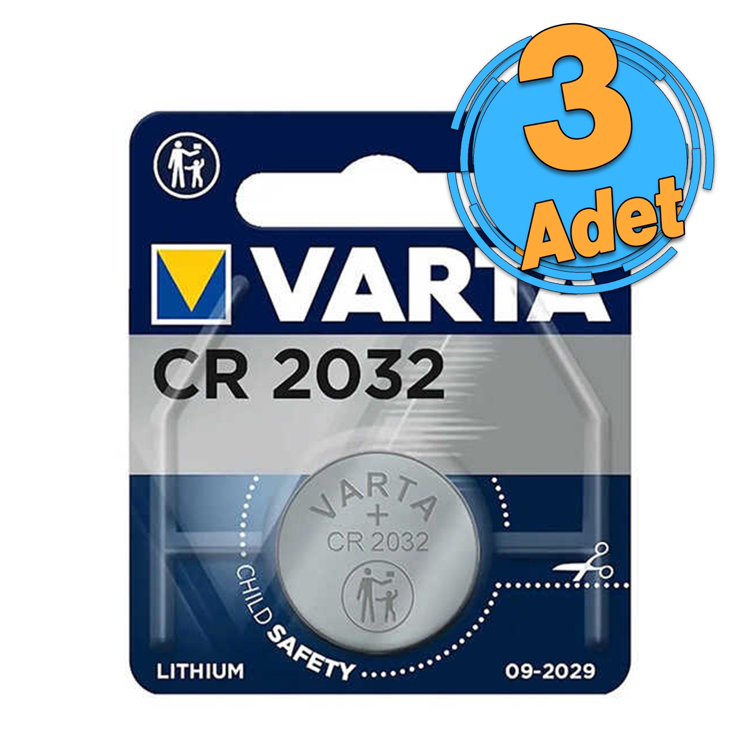 Düğme Para Pili CR2032 Anahtar Saat Oyuncak Elektronik Cihaz 3V 80 mAh Blister Lityum Batarya 3 Adet