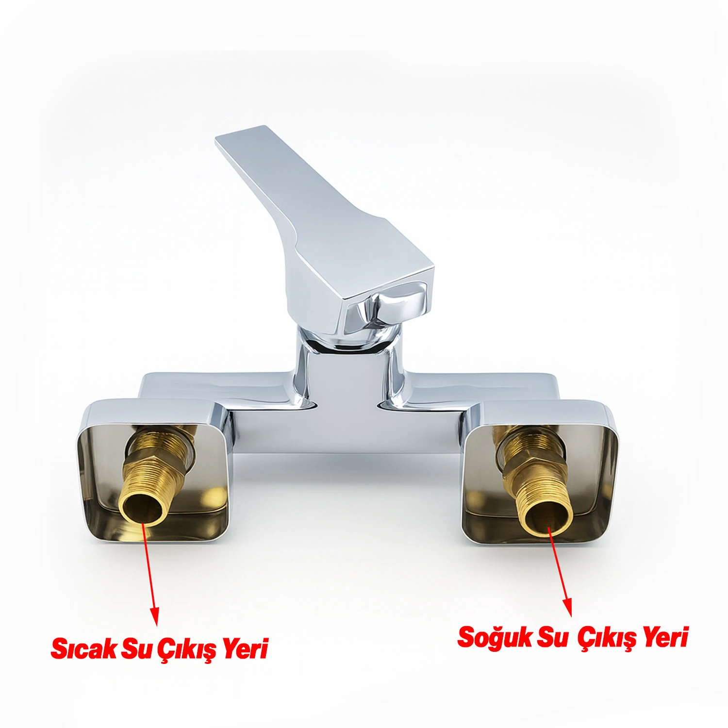 Banyo Bataryası Krom Kaplama Paslanmaz Gövde Seramik Kartuşlu Su Tasarruflu Duvar Tipi Musluk