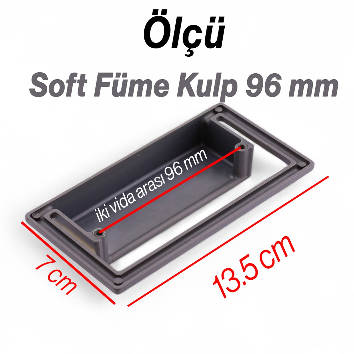 Marko Soft Füme Metal Gömme Mobilya Kulp Modern Dolap ve Çekmece Dayanıklı Dekoratif Kulplar