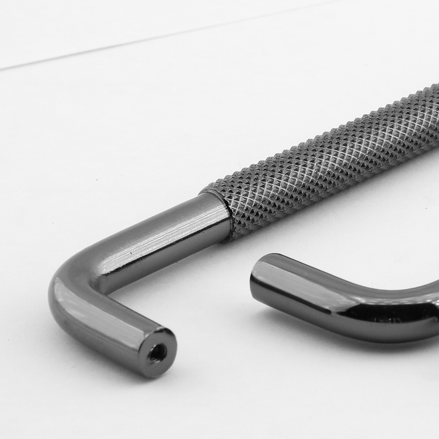Tırtıklı Füme Metal Kulp 224 mm 22.4 cm Mobilya Çekmece Dolap Dolabı Modern Kapak Kulpları