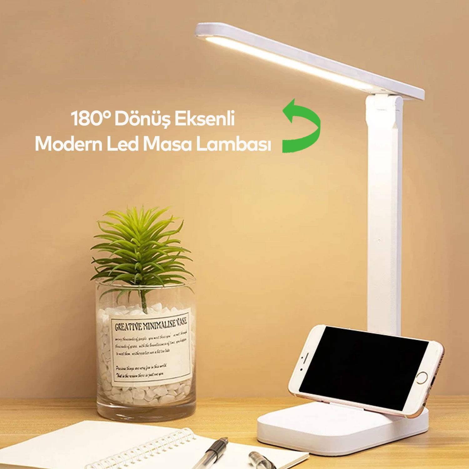 Klaus Ledli Masa Lambası 3 Modlu Oynar Başlıklı Şarjlı Çalışma Lambası 9W
