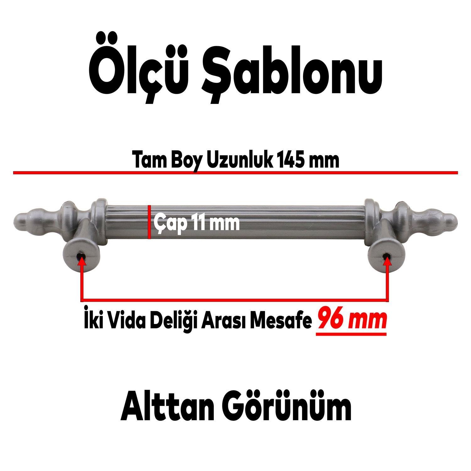 Polavit Çekmece Mutfak Dolap Kapak Kulpu Kulbu 96 mm Gri Sert Plastik Kulp (5 ADET)