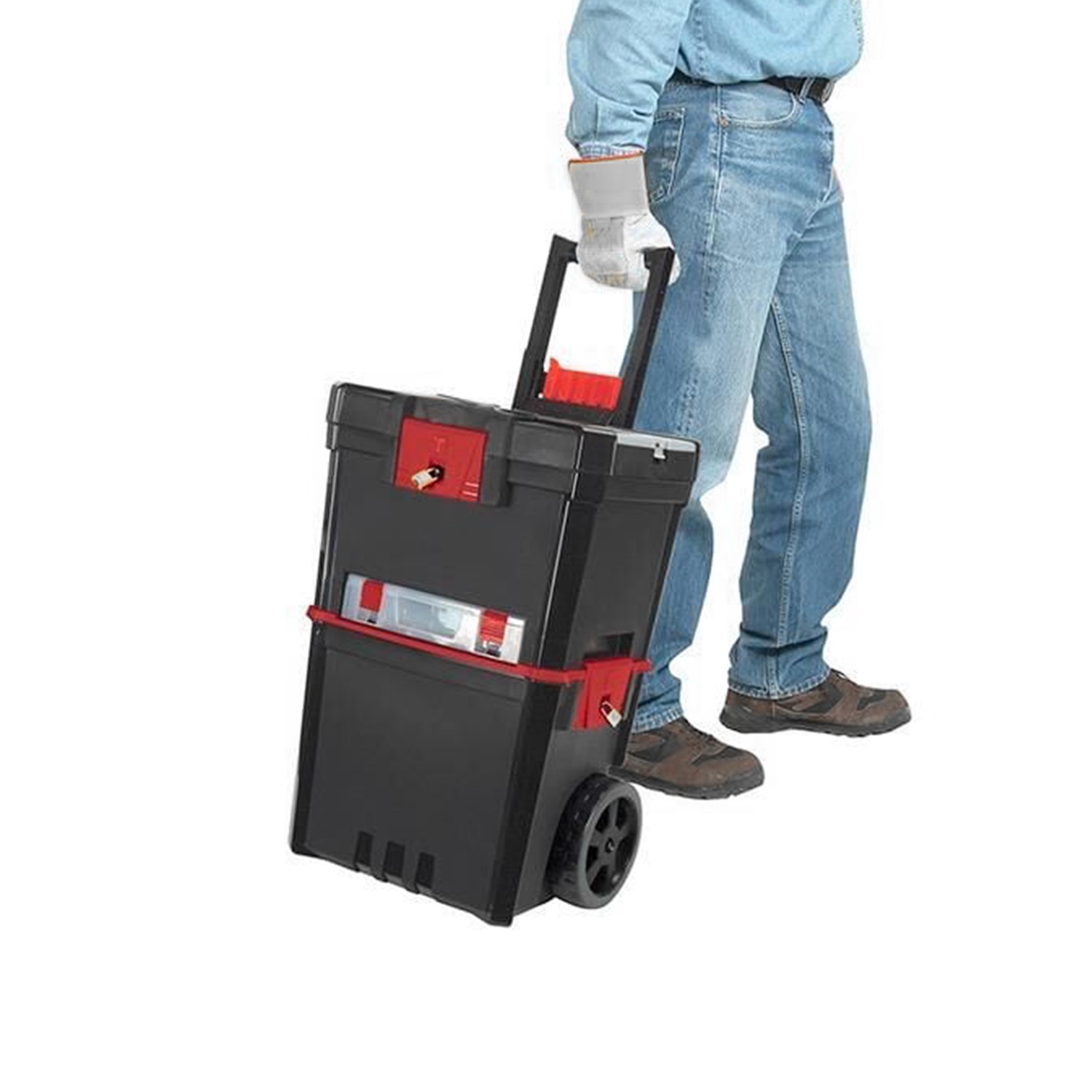 Tekerlekli Takım Çantası Plastik Organizer Bölmeli Kapaklı 2 Katlı İkili Takım Sandığı Monoblok