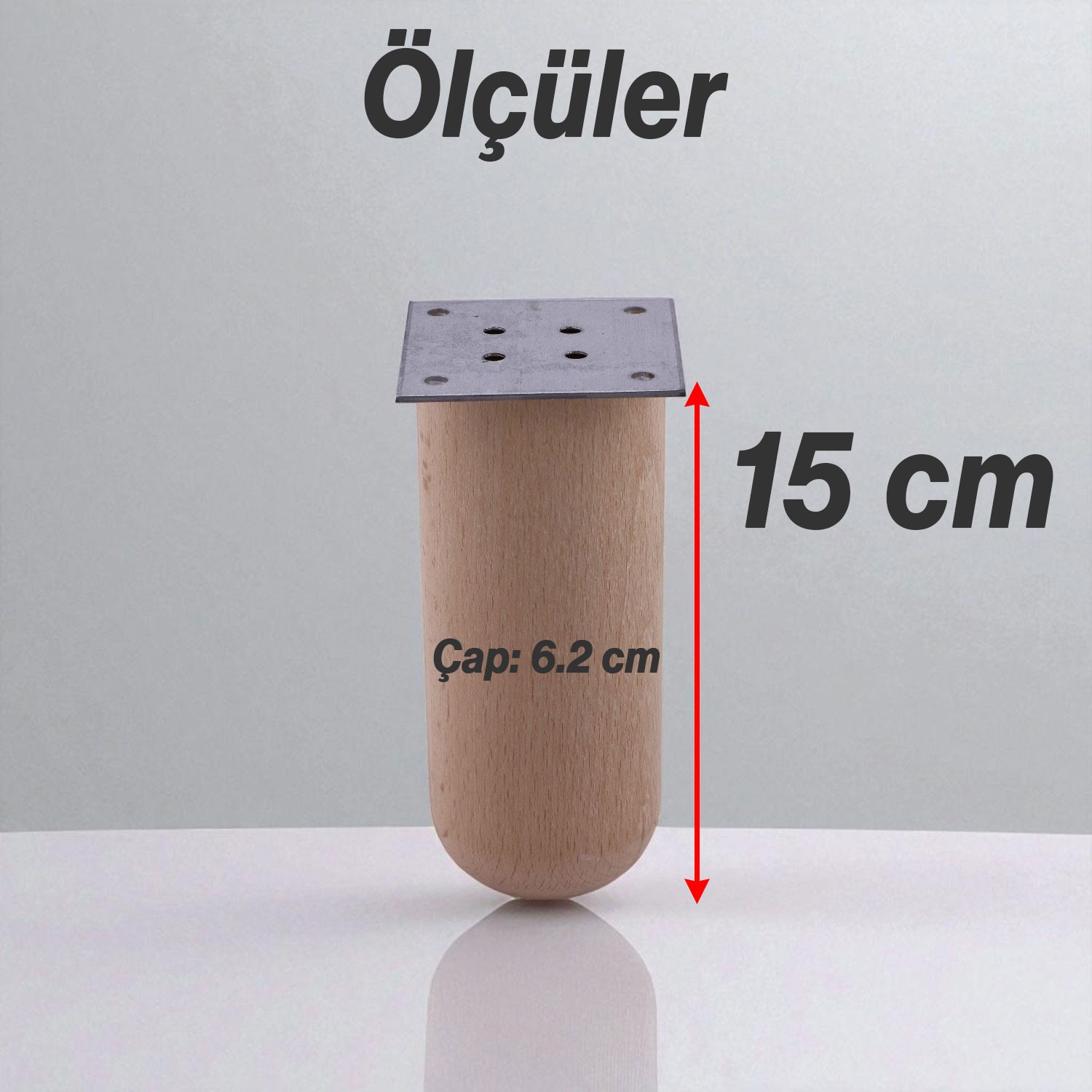 Bohem Doğal Ahşap Silindir Ayak 15 cm Aparat Dahil Mobilya Koltuk Kanepe Sehpa Masa Ayağı Ayakları