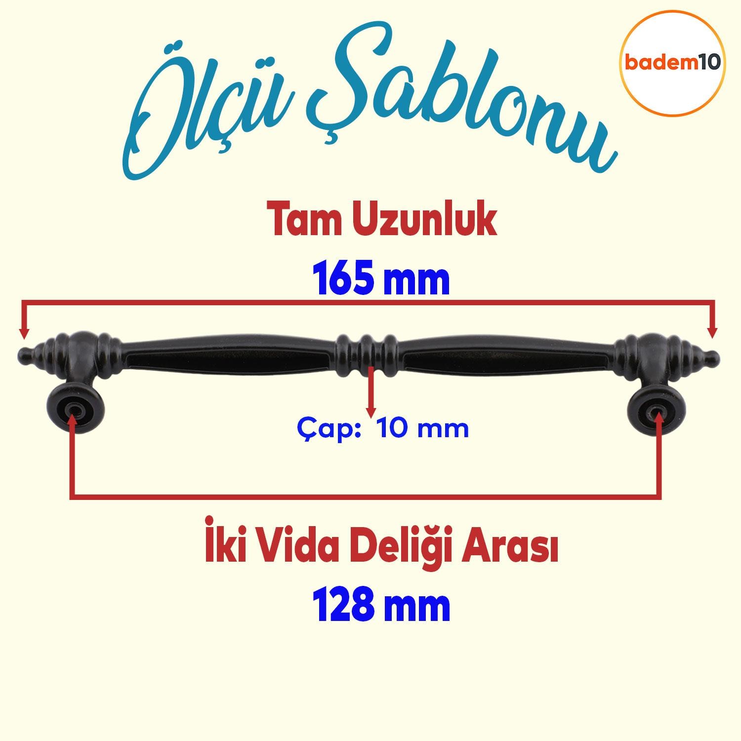 Petek Ayder Mobilya Mutfak Dolabı Çekmece Dolap Kapak Kulpu Düz Metal Kulp Kulbu Kulpu 128 mm Siyah