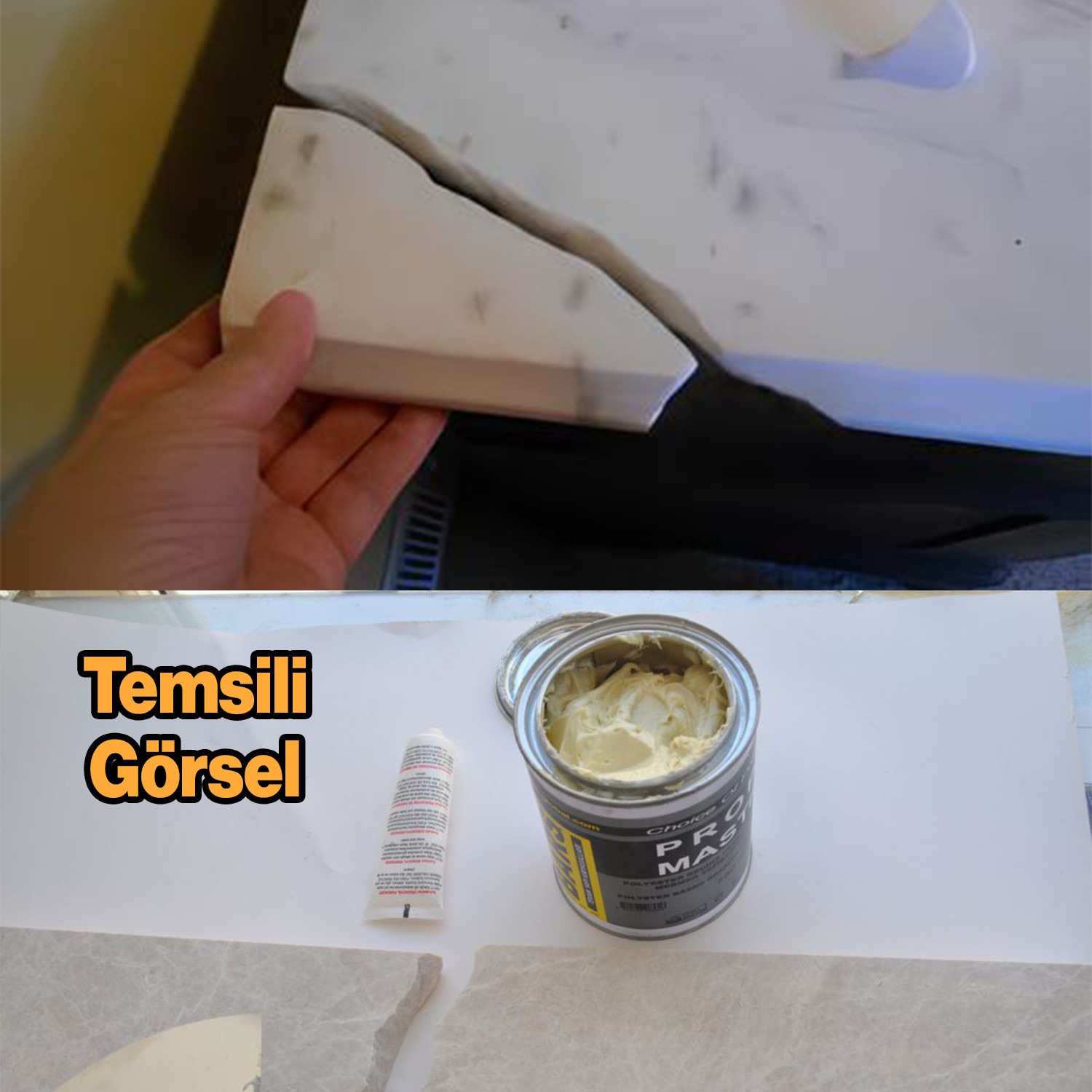 Granit Mermer Taş Fayans Çini Mozaik Beton Ahşap Yapıştırıcısı Polyester Sentetik Reçine 1000 Gram