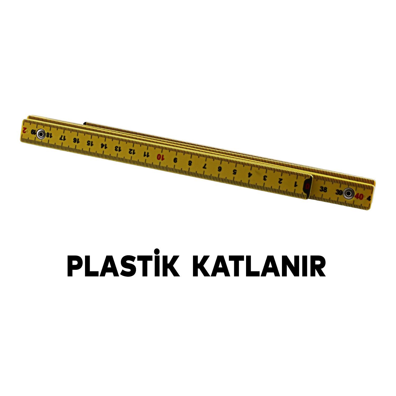 Kırma Plastik Katlanır Okul Ofis Pratik Basit Metre Sarı (1 METRE)