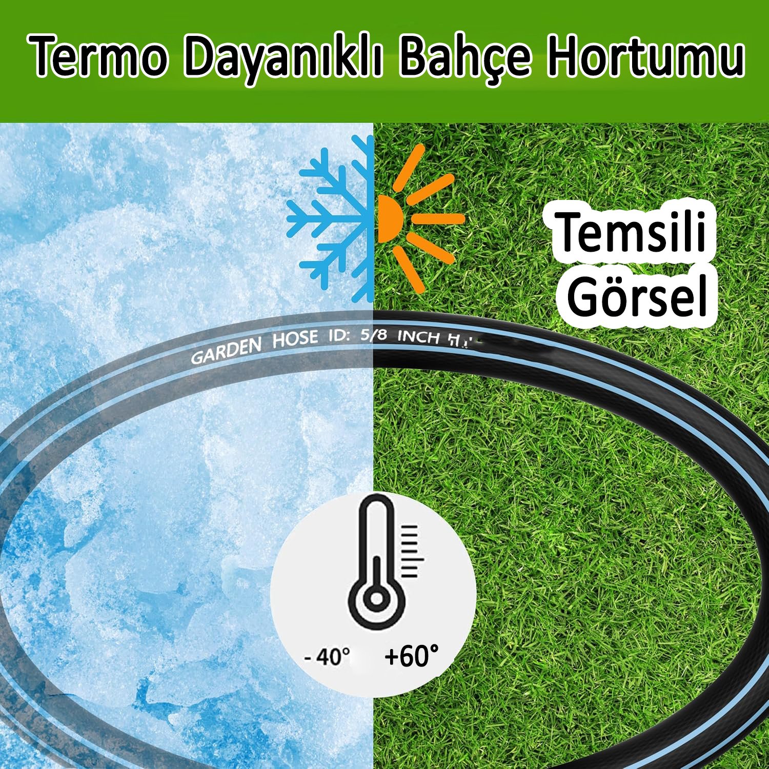 Termo Bahçe Hortumu 15 Metre Dayanıklı 3 Katlı Sağlam Çeşme Su Sulama Yıkama Hortum 12.5 mm 1/2"