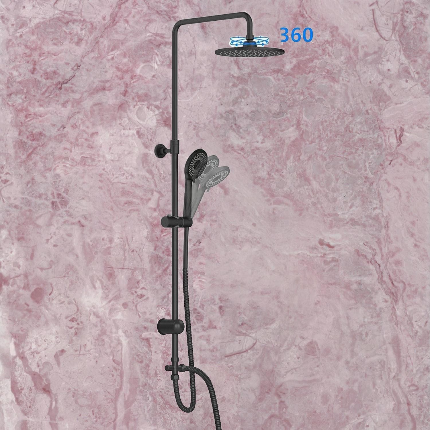 Robot Tepe Duş Seti Takımı Shower Yağmurlama Oval Banyo Masaj Duş Başlığı Sistemi Mat Siyah