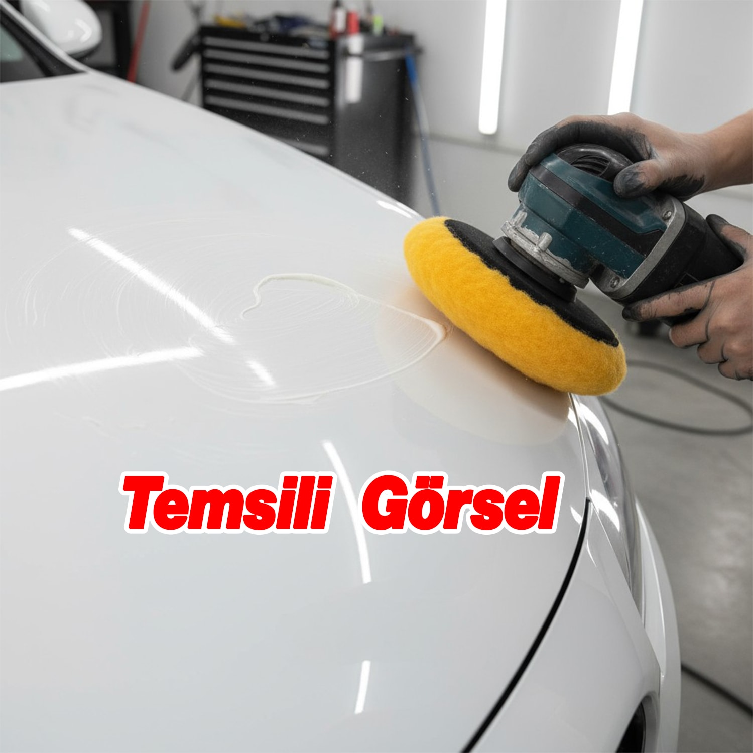 Sarı Renk (1 Adet) Orta Sert Koyun Kuzu Postu Pedi Ø 125 mm Pasta Cila Polisaj Cırt Tabanlı Yün