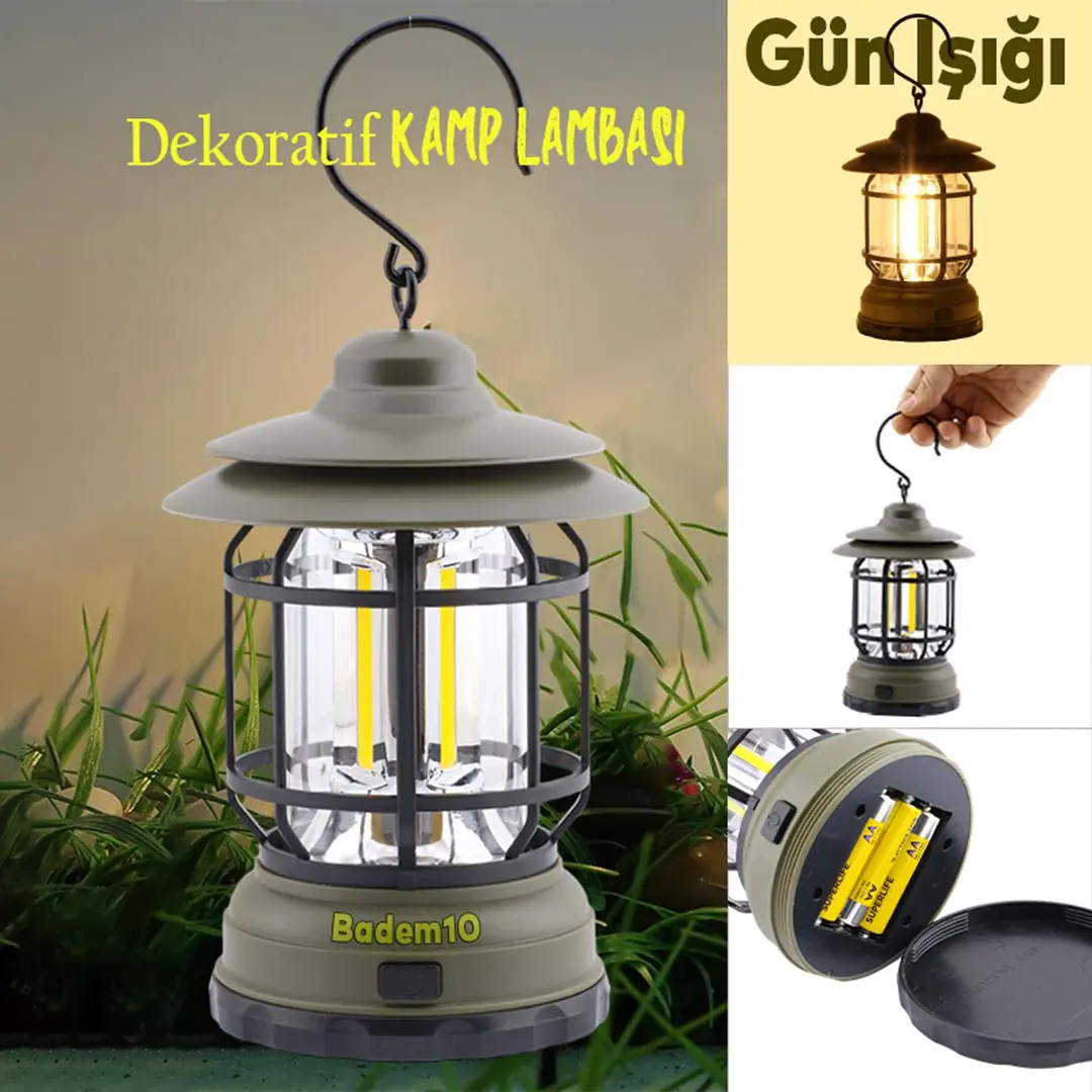 Blanca Dekoratif Kamp Lambası Ledli Sarı Işıklı El Feneri Pilli