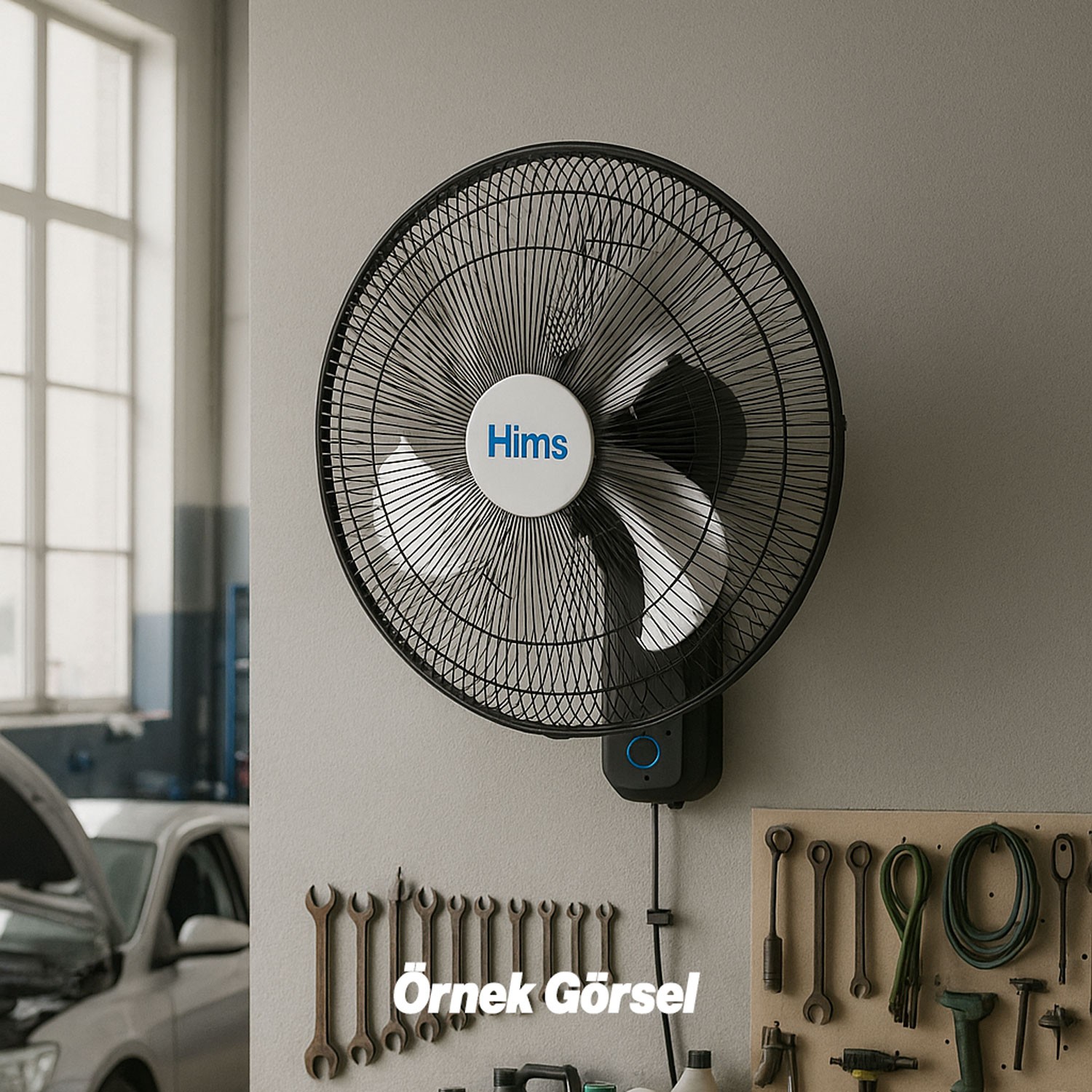 Sanayi Tipi Duvar Vantilatörü Endüstriyel Sessiz Duvara Monte Zincirli Fan 50 cm 130W